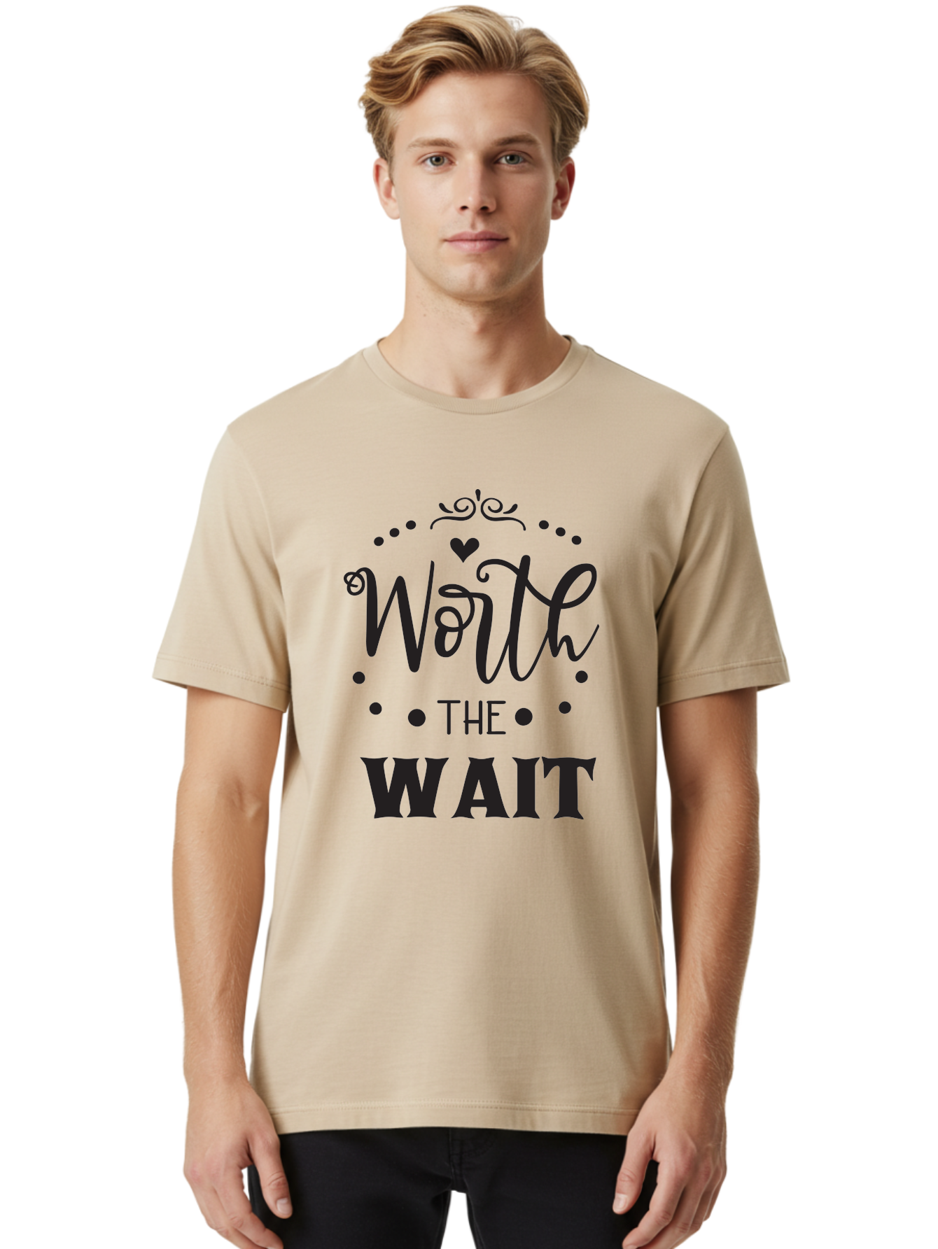 Worth-The-Wait-1 Men'S Graphic Tee, 100% Cotton, Comfortable Casual Summer Wear, Machine Washable, Motivational Quote, Worth The Wait, Inspirational Phrase, Waiting Is Worth It, Patience Is A Virtue, Positive Affirmation, Encouraging Words Aad318 10