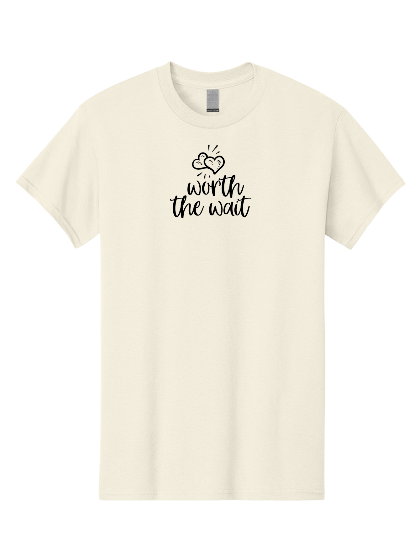 Worth-The-Wait Men'S Graphic Tee, 100% Cotton, Comfortable Casual Summer Wear, Machine Washable, Handwritten Worth The Wait, Positive Affirmations, Motivational Quotes, Love Hearts, Inspirational Messages, Heartfelt Wishes, Waiting Is Worth It Aad319 7