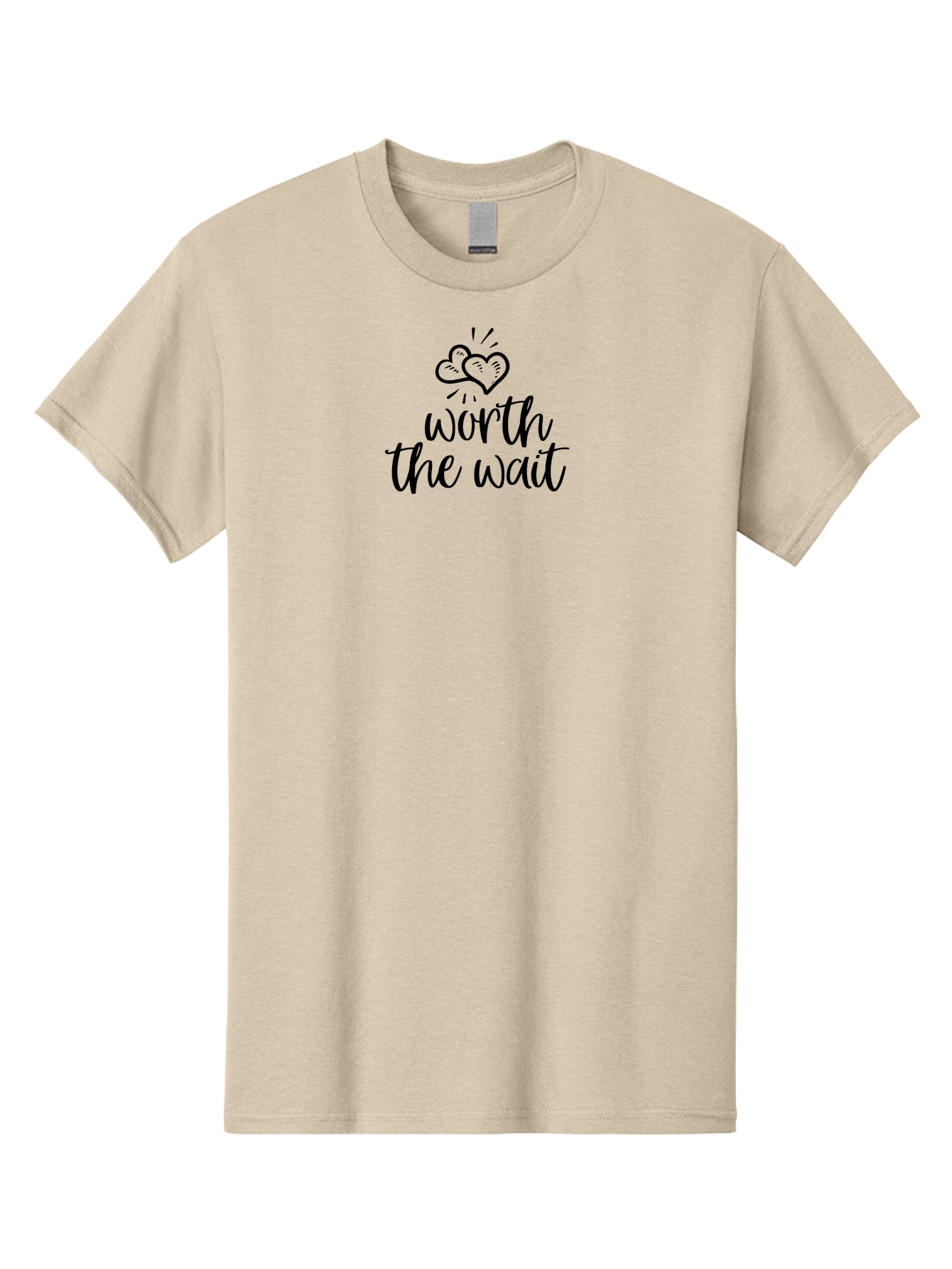 Worth-The-Wait Men'S Graphic Tee, 100% Cotton, Comfortable Casual Summer Wear, Machine Washable, Handwritten Worth The Wait, Positive Affirmations, Motivational Quotes, Love Hearts, Inspirational Messages, Heartfelt Wishes, Waiting Is Worth It Aad319 11