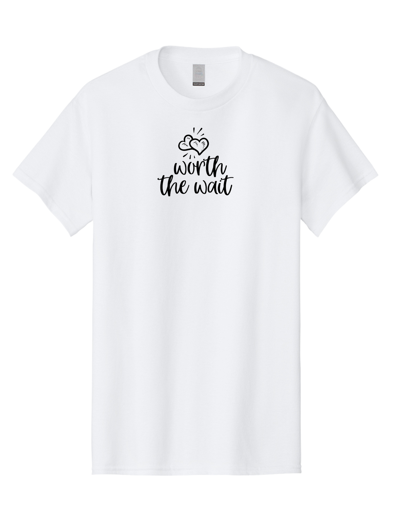 Worth-The-Wait Men'S Graphic Tee, 100% Cotton, Comfortable Casual Summer Wear, Machine Washable, Handwritten Worth The Wait, Positive Affirmations, Motivational Quotes, Love Hearts, Inspirational Messages, Heartfelt Wishes, Waiting Is Worth It Aad319