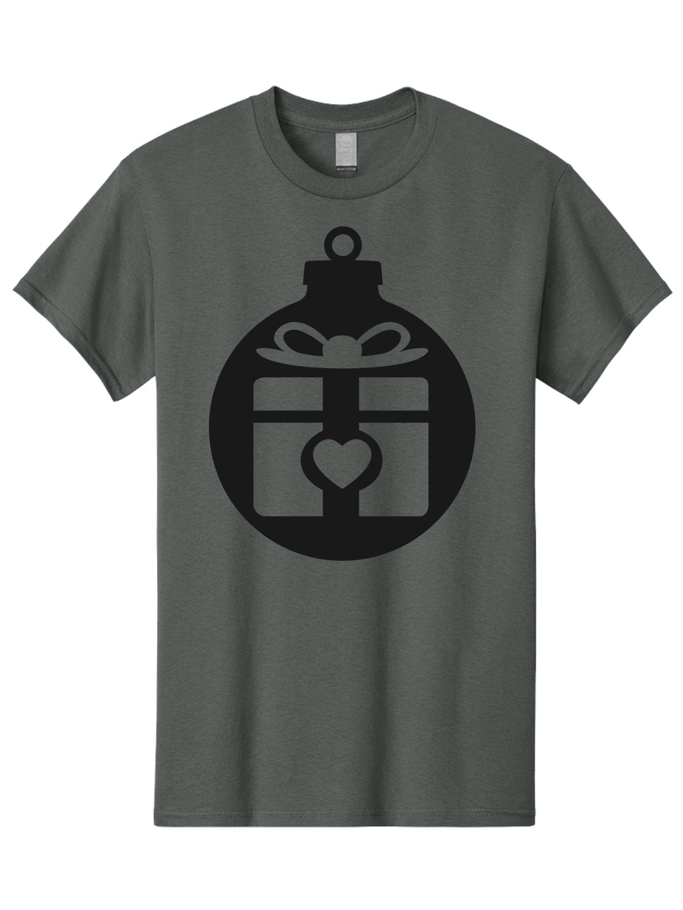 Wrapped-Gift-Ornament-1 Men'S Graphic Tee, 100% Cotton, Comfortable Casual Summer Wear, Machine Washable, Gift Box With A Bow, Heart-Shaped Decoration, Christmas Ornament, Festive Symbol, Holiday Gift Idea, Present With A Heart Aad320