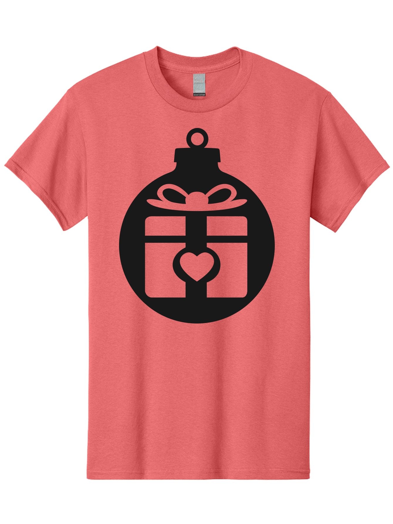 Wrapped-Gift-Ornament-1 Men'S Graphic Tee, 100% Cotton, Comfortable Casual Summer Wear, Machine Washable, Gift Box With A Bow, Heart-Shaped Decoration, Christmas Ornament, Festive Symbol, Holiday Gift Idea, Present With A Heart Aad320 11