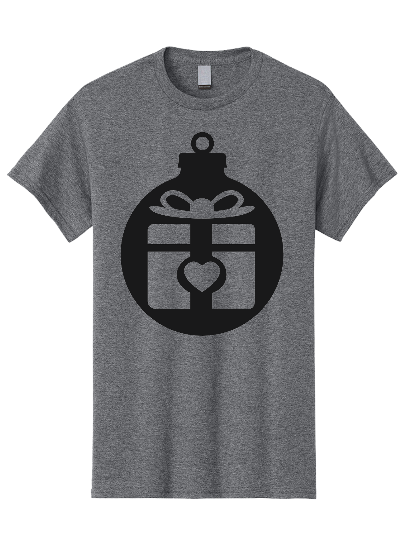 Wrapped-Gift-Ornament-1 Men'S Graphic Tee, 100% Cotton, Comfortable Casual Summer Wear, Machine Washable, Gift Box With A Bow, Heart-Shaped Decoration, Christmas Ornament, Festive Symbol, Holiday Gift Idea, Present With A Heart Aad320