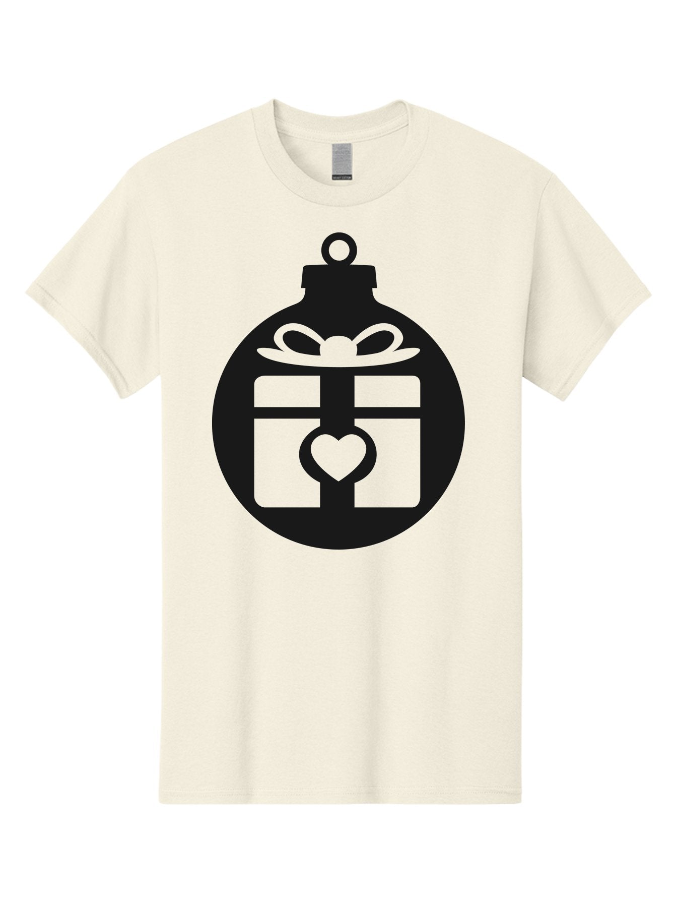 Wrapped-Gift-Ornament-1 Men'S Graphic Tee, 100% Cotton, Comfortable Casual Summer Wear, Machine Washable, Gift Box With A Bow, Heart-Shaped Decoration, Christmas Ornament, Festive Symbol, Holiday Gift Idea, Present With A Heart Aad320 6