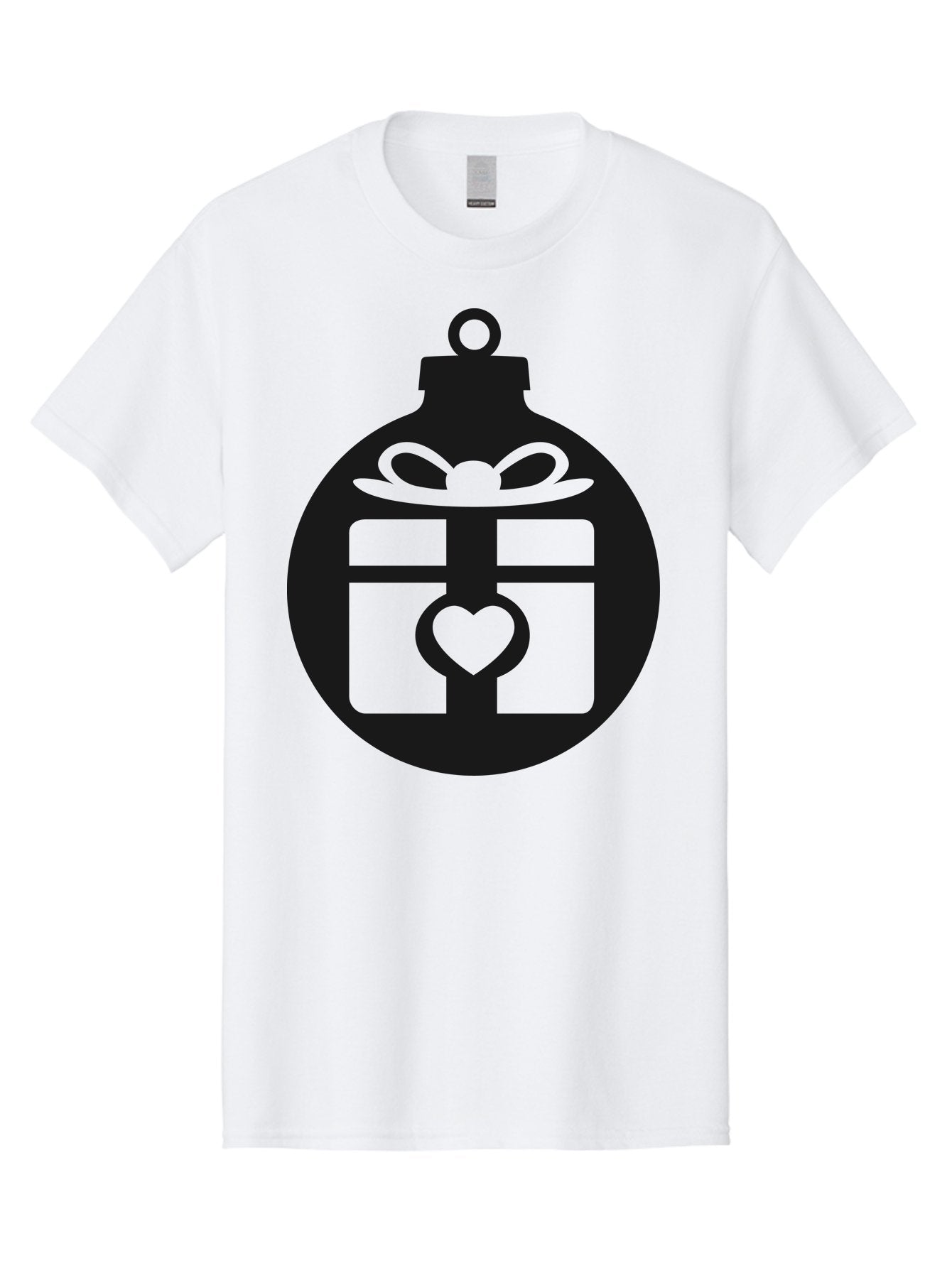 Wrapped-Gift-Ornament-1 Men'S Graphic Tee, 100% Cotton, Comfortable Casual Summer Wear, Machine Washable, Gift Box With A Bow, Heart-Shaped Decoration, Christmas Ornament, Festive Symbol, Holiday Gift Idea, Present With A Heart Aad320 3