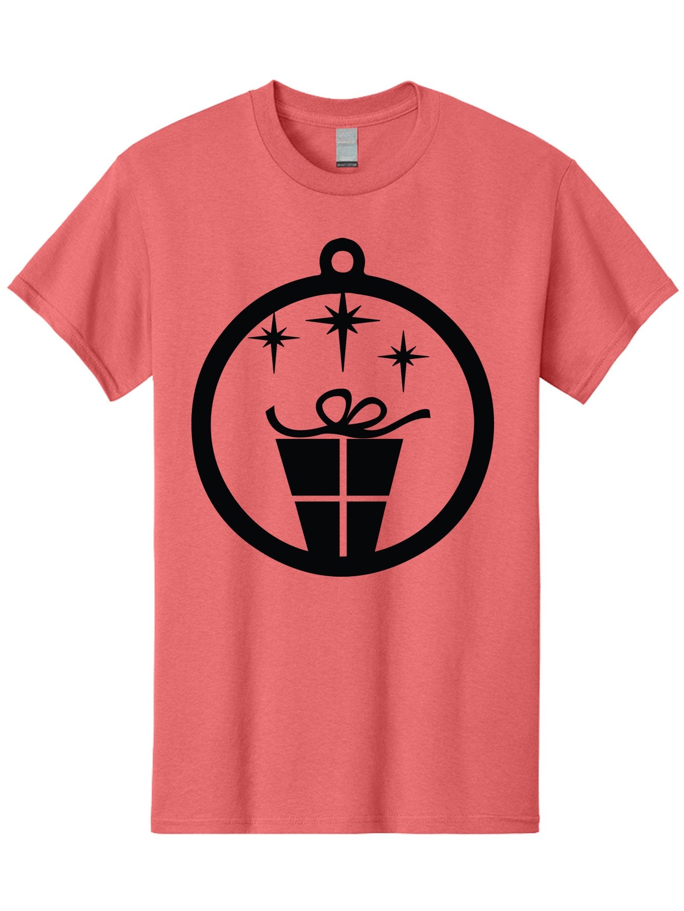 Wrapped-Gift-Ornament Men'S Graphic Tee, 100% Cotton, Comfortable Casual Summer Wear, Machine Washable, Gift Box, Ornament, Stars, Festive Design, Holiday Decoration, Gift Giving, Christmas Symbol, Celebration, Wrapping, Present Aad321 8