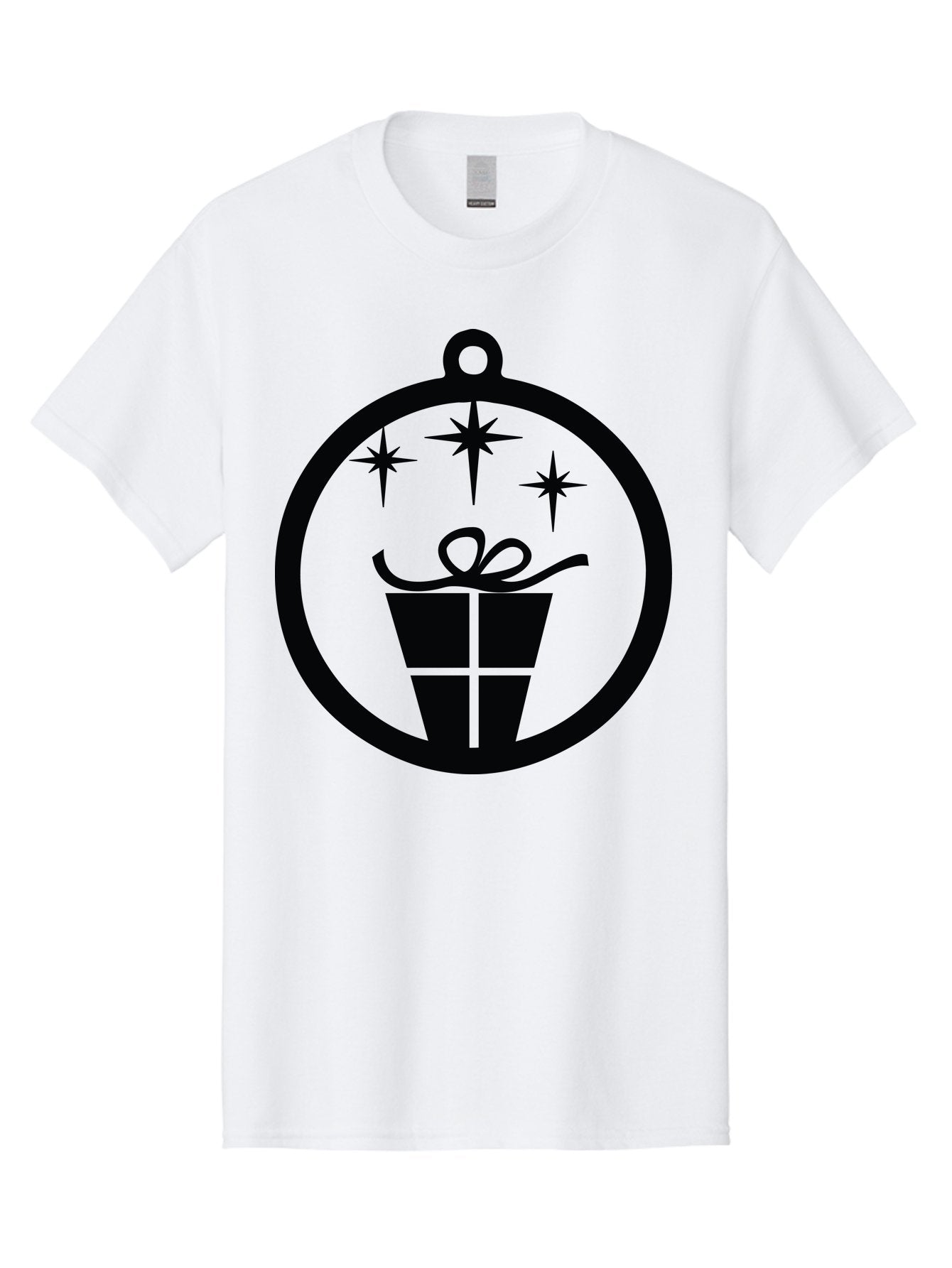 Wrapped-Gift-Ornament Men'S Graphic Tee, 100% Cotton, Comfortable Casual Summer Wear, Machine Washable, Gift Box, Ornament, Stars, Festive Design, Holiday Decoration, Gift Giving, Christmas Symbol, Celebration, Wrapping, Present Aad321