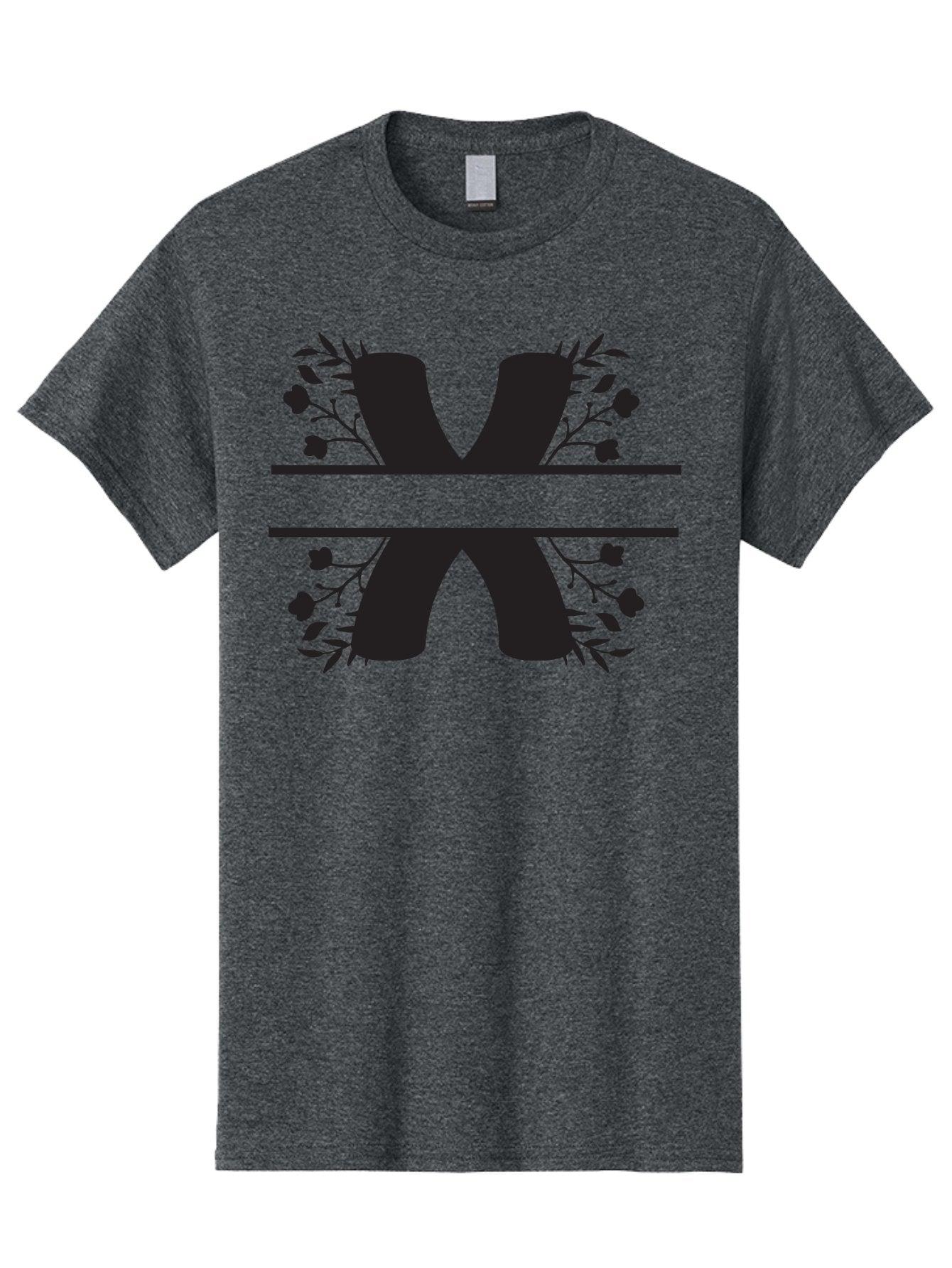 X Men'S Graphic Tee, 100% Cotton, Comfortable Casual Summer Wear, Machine Washable, Stylish X, Floral Design, Black Silhouette, Leaves And Flowers, Bold Typography, Modern Graphic, Decorative Lettering Aad323