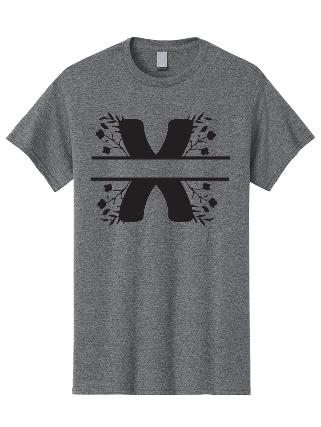 X Men'S Graphic Tee, 100% Cotton, Comfortable Casual Summer Wear, Machine Washable, Stylish X, Floral Design, Black Silhouette, Leaves And Flowers, Bold Typography, Modern Graphic, Decorative Lettering Aad323 3
