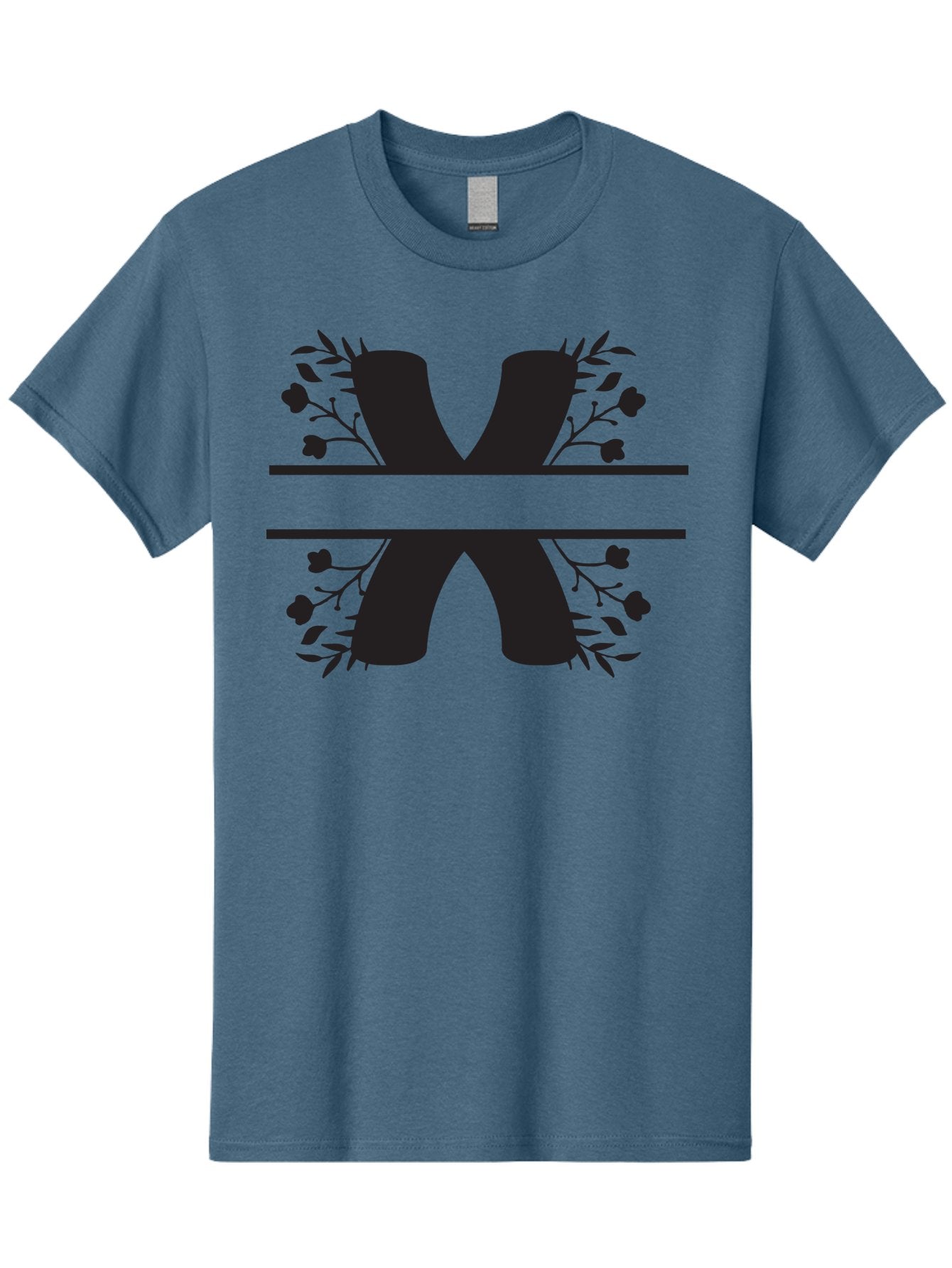 X Men'S Graphic Tee, 100% Cotton, Comfortable Casual Summer Wear, Machine Washable, Stylish X, Floral Design, Black Silhouette, Leaves And Flowers, Bold Typography, Modern Graphic, Decorative Lettering Aad323 4