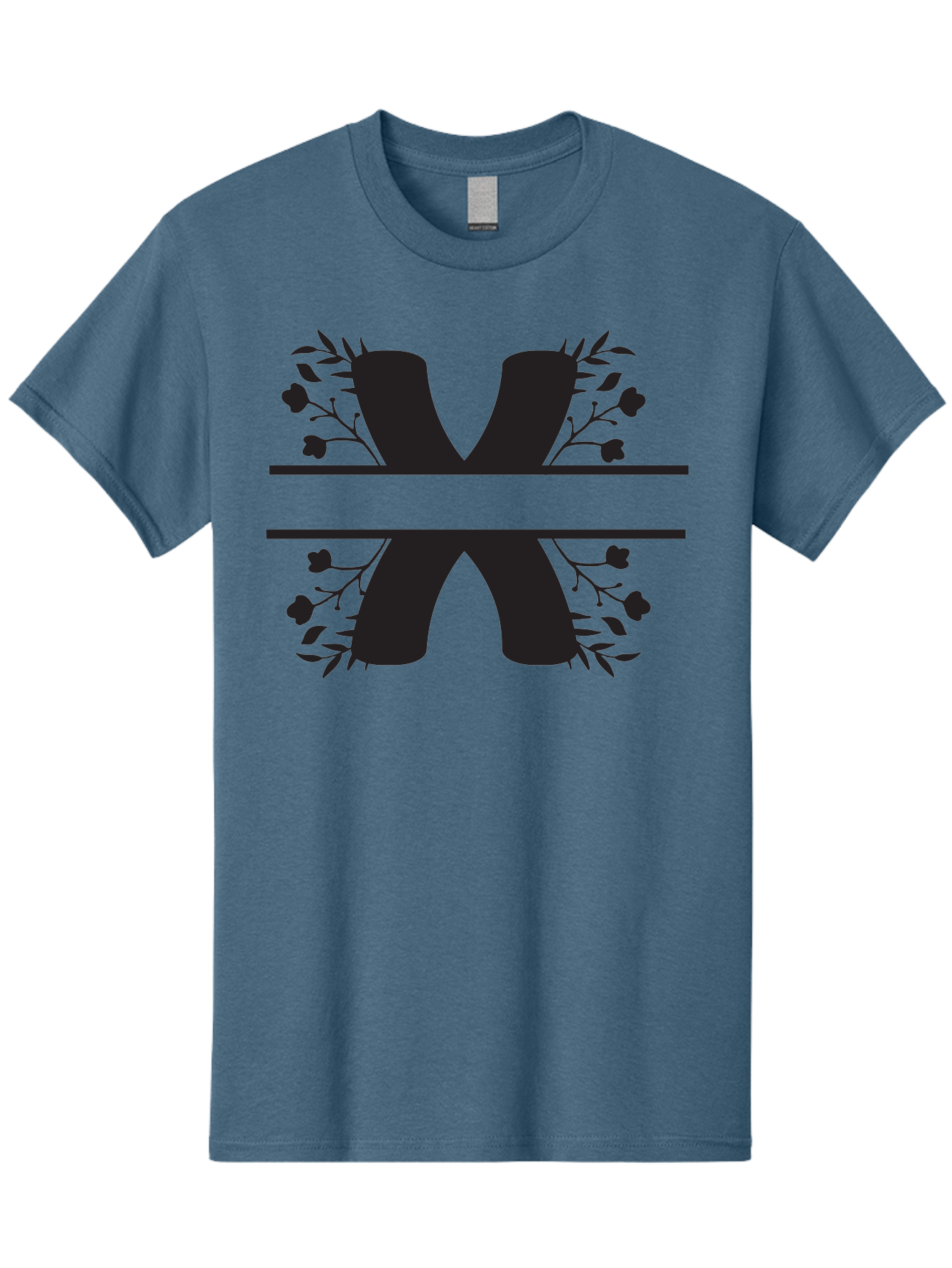 X Men'S Graphic Tee, 100% Cotton, Comfortable Casual Summer Wear, Machine Washable, Stylish X, Floral Design, Black Silhouette, Leaves And Flowers, Bold Typography, Modern Graphic, Decorative Lettering Aad323 23