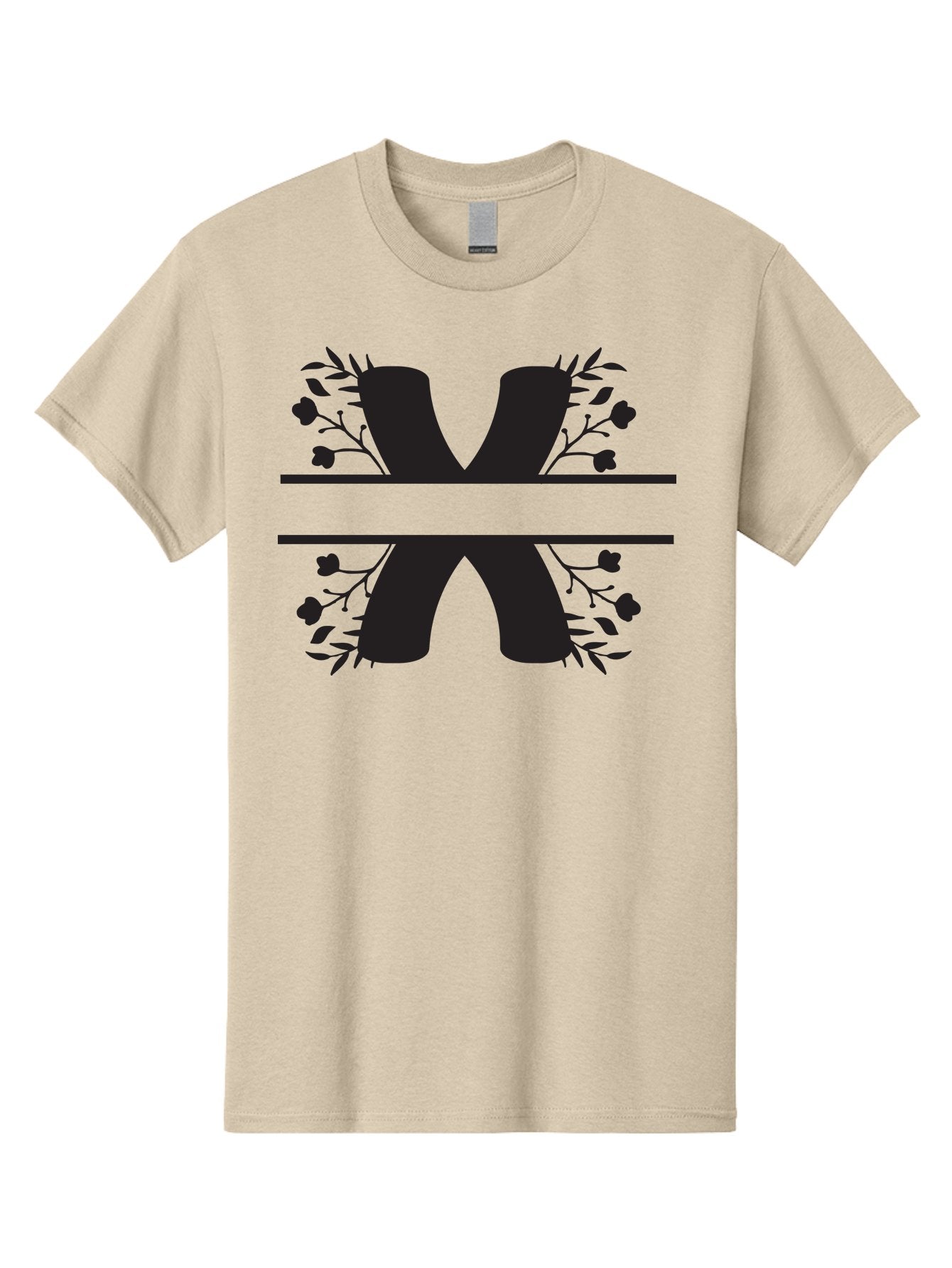 X Men'S Graphic Tee, 100% Cotton, Comfortable Casual Summer Wear, Machine Washable, Stylish X, Floral Design, Black Silhouette, Leaves And Flowers, Bold Typography, Modern Graphic, Decorative Lettering Aad323 6