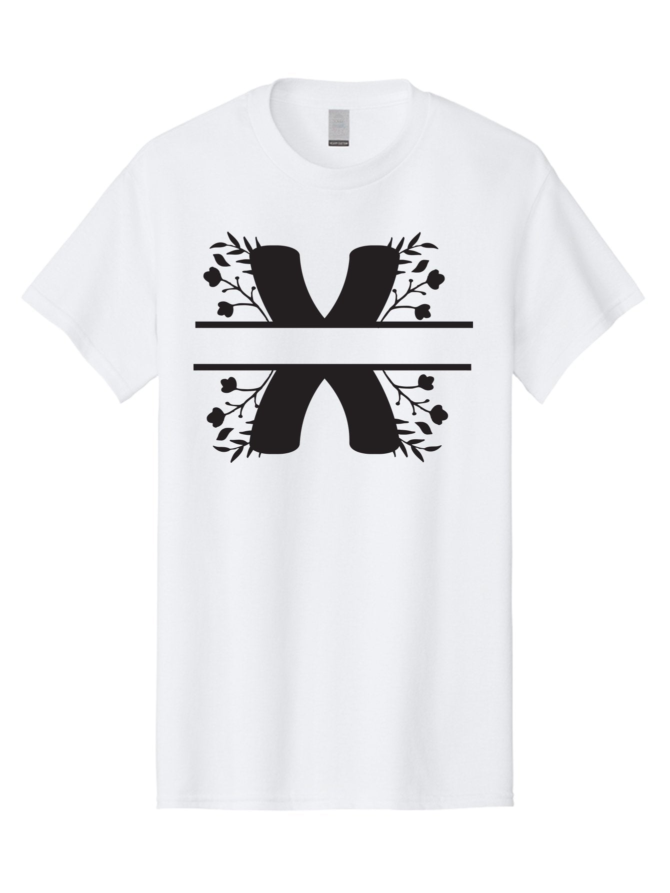 X Men'S Graphic Tee, 100% Cotton, Comfortable Casual Summer Wear, Machine Washable, Stylish X, Floral Design, Black Silhouette, Leaves And Flowers, Bold Typography, Modern Graphic, Decorative Lettering Aad323 7