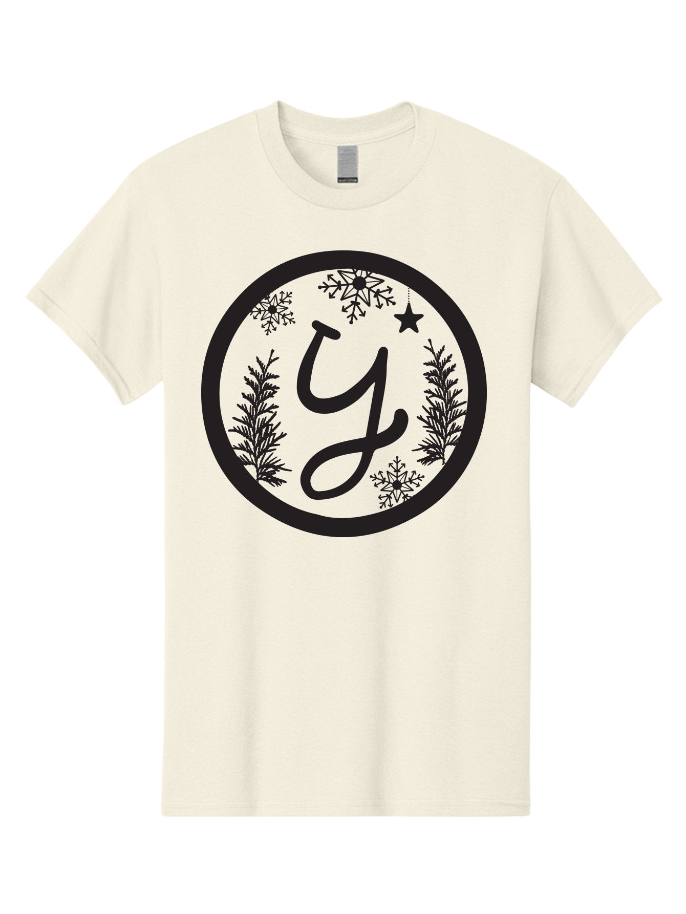 Y Men'S Graphic Tee, 100% Cotton, Comfortable Casual Summer Wear, Machine Washable, Christmas Decoration, Festive Design, Snowflakes, Star, Holiday Theme, Winter Wonderland, Y Logo, Seasonal Graphics, Festive Typography Aad324 8