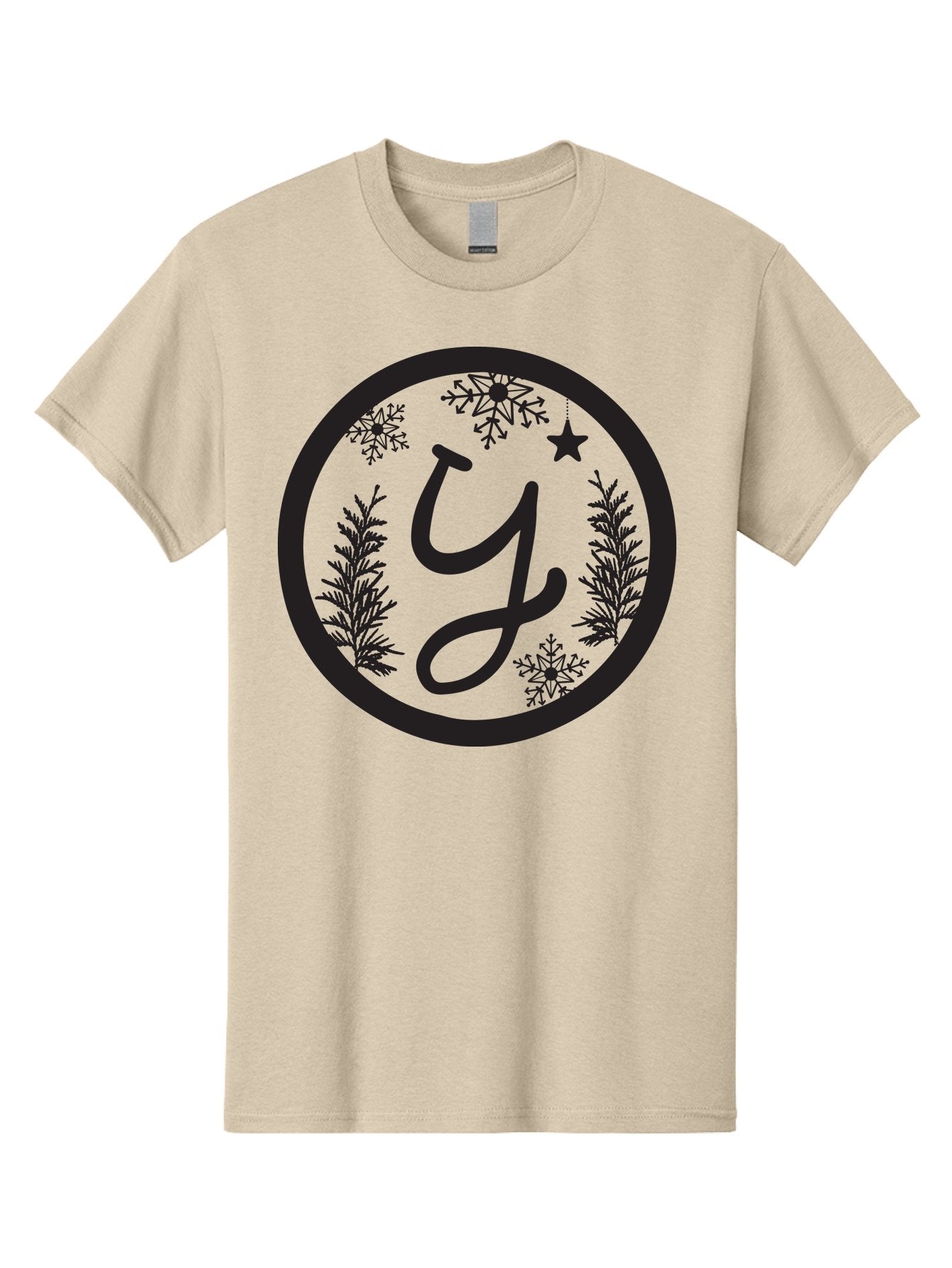 Y Men'S Graphic Tee, 100% Cotton, Comfortable Casual Summer Wear, Machine Washable, Christmas Decoration, Festive Design, Snowflakes, Star, Holiday Theme, Winter Wonderland, Y Logo, Seasonal Graphics, Festive Typography Aad324