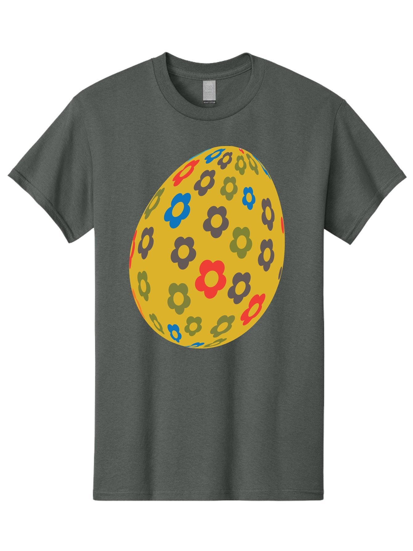 Yellow-Easter-Egg Men'S Graphic Tee, 100% Cotton, Comfortable Casual Summer Wear, Machine Washable, Easter Egg, Floral Pattern, Yellow Background, Colorful Flowers, Red, Blue, Purple, Green Hues, Spring Decoration, Festive Design, Aad325 10
