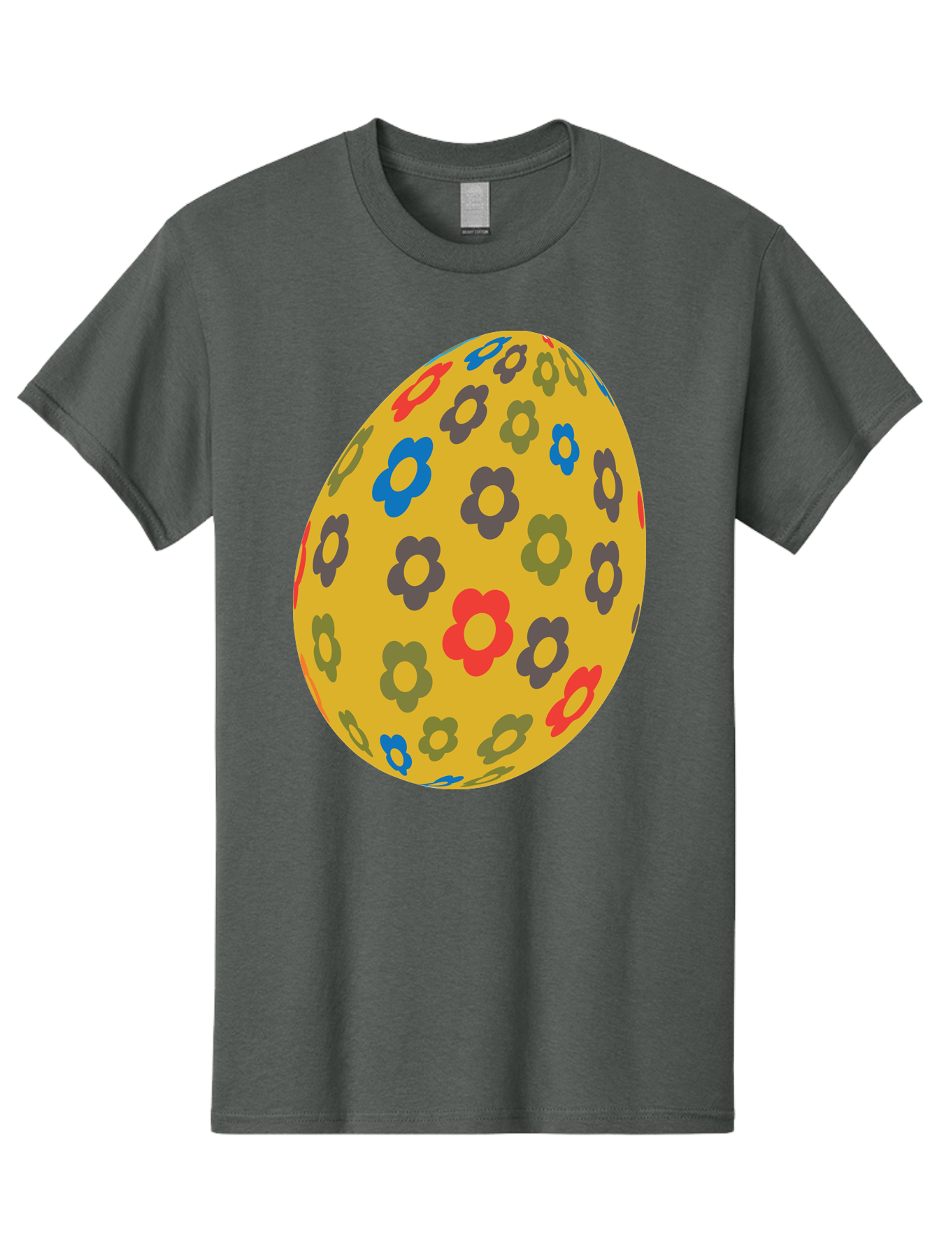 Yellow-Easter-Egg Men'S Graphic Tee, 100% Cotton, Comfortable Casual Summer Wear, Machine Washable, Easter Egg, Floral Pattern, Yellow Background, Colorful Flowers, Red, Blue, Purple, Green Hues, Spring Decoration, Festive Design, Aad325 27