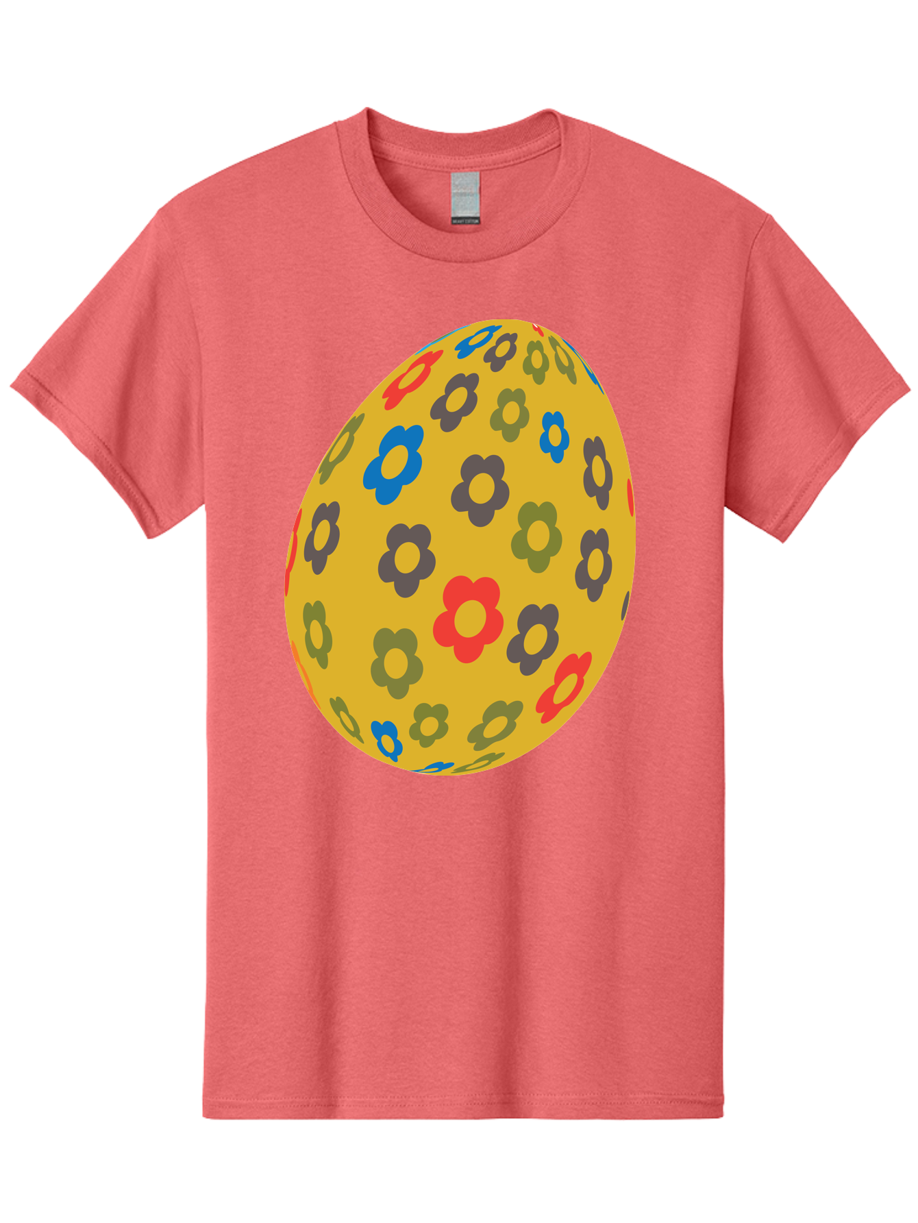Yellow-Easter-Egg Men'S Graphic Tee, 100% Cotton, Comfortable Casual Summer Wear, Machine Washable, Easter Egg, Floral Pattern, Yellow Background, Colorful Flowers, Red, Blue, Purple, Green Hues, Spring Decoration, Festive Design, Aad325 15