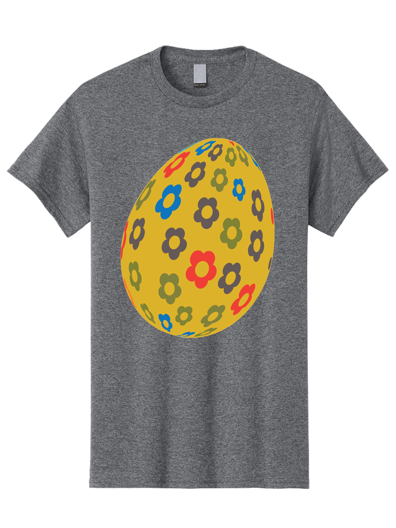 Yellow-Easter-Egg Men'S Graphic Tee, 100% Cotton, Comfortable Casual Summer Wear, Machine Washable, Easter Egg, Floral Pattern, Yellow Background, Colorful Flowers, Red, Blue, Purple, Green Hues, Spring Decoration, Festive Design, Aad325 13