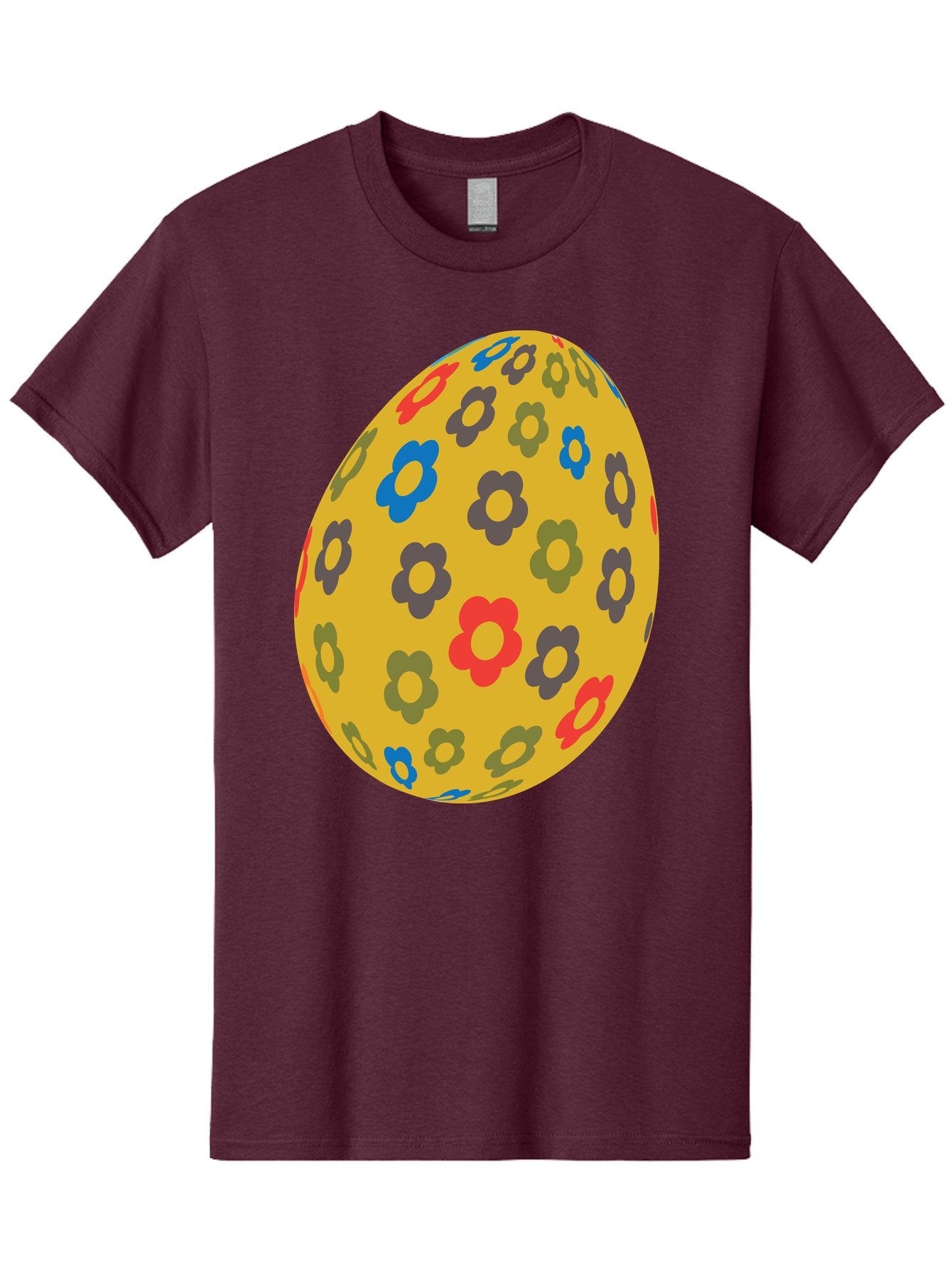Yellow-Easter-Egg Men'S Graphic Tee, 100% Cotton, Comfortable Casual Summer Wear, Machine Washable, Easter Egg, Floral Pattern, Yellow Background, Colorful Flowers, Red, Blue, Purple, Green Hues, Spring Decoration, Festive Design, Aad325 15