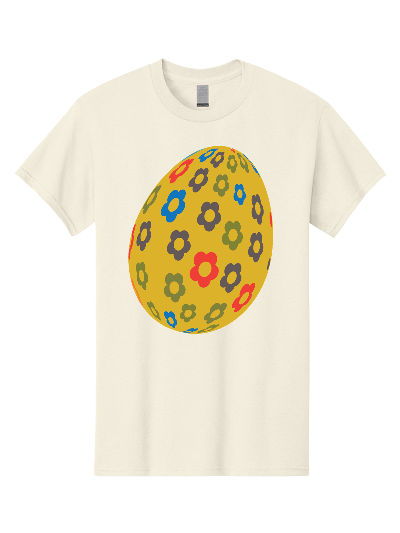 Yellow-Easter-Egg Men'S Graphic Tee, 100% Cotton, Comfortable Casual Summer Wear, Machine Washable, Easter Egg, Floral Pattern, Yellow Background, Colorful Flowers, Red, Blue, Purple, Green Hues, Spring Decoration, Festive Design, Aad325 17