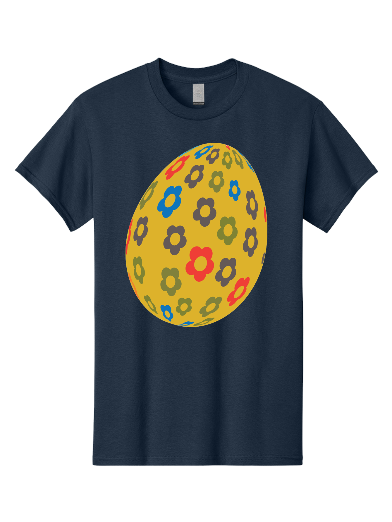 Yellow-Easter-Egg Men'S Graphic Tee, 100% Cotton, Comfortable Casual Summer Wear, Machine Washable, Easter Egg, Floral Pattern, Yellow Background, Colorful Flowers, Red, Blue, Purple, Green Hues, Spring Decoration, Festive Design, Aad325 5
