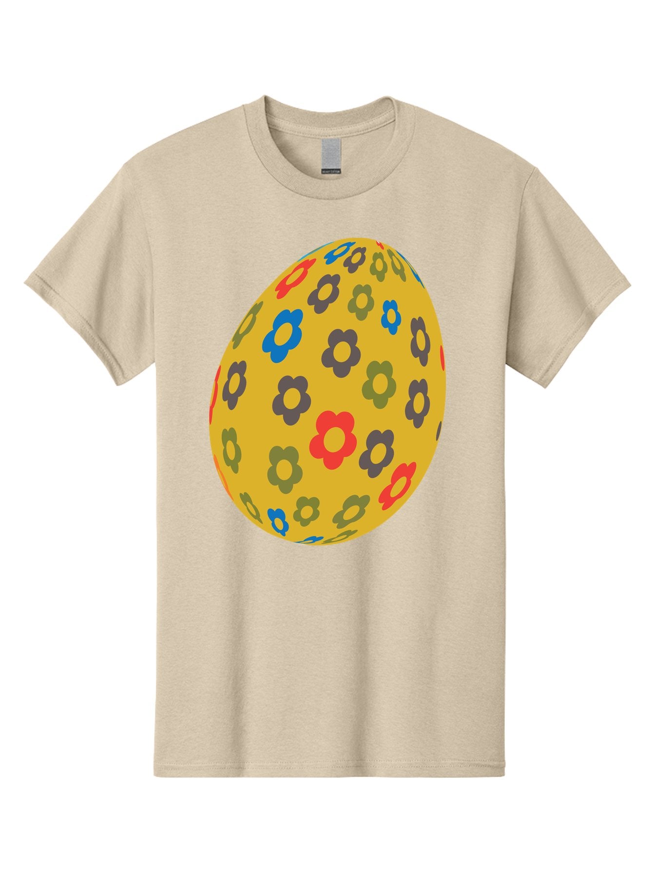 Yellow-Easter-Egg Men'S Graphic Tee, 100% Cotton, Comfortable Casual Summer Wear, Machine Washable, Easter Egg, Floral Pattern, Yellow Background, Colorful Flowers, Red, Blue, Purple, Green Hues, Spring Decoration, Festive Design, Aad325 13