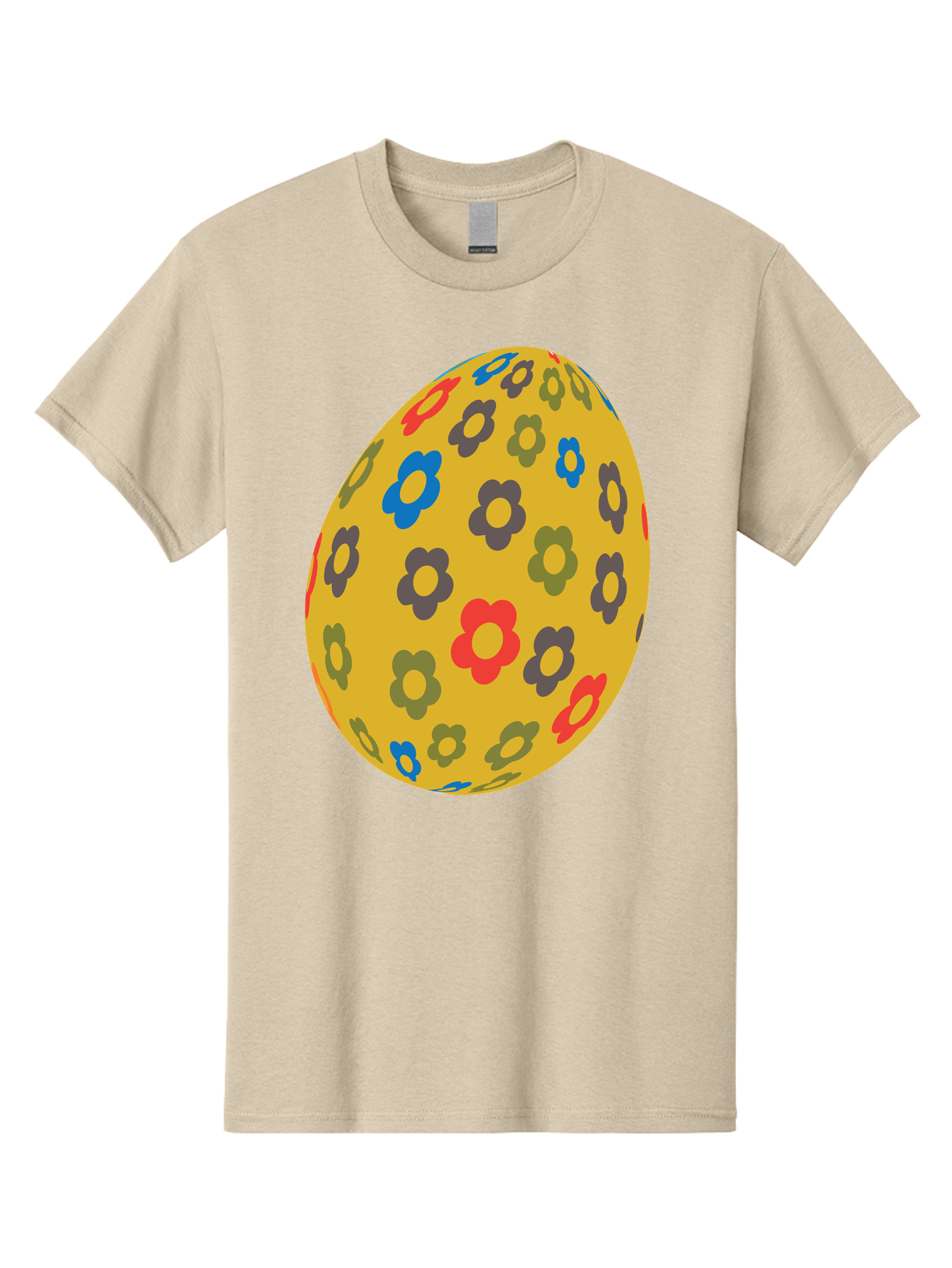 Yellow-Easter-Egg Men'S Graphic Tee, 100% Cotton, Comfortable Casual Summer Wear, Machine Washable, Easter Egg, Floral Pattern, Yellow Background, Colorful Flowers, Red, Blue, Purple, Green Hues, Spring Decoration, Festive Design, Aad325 29