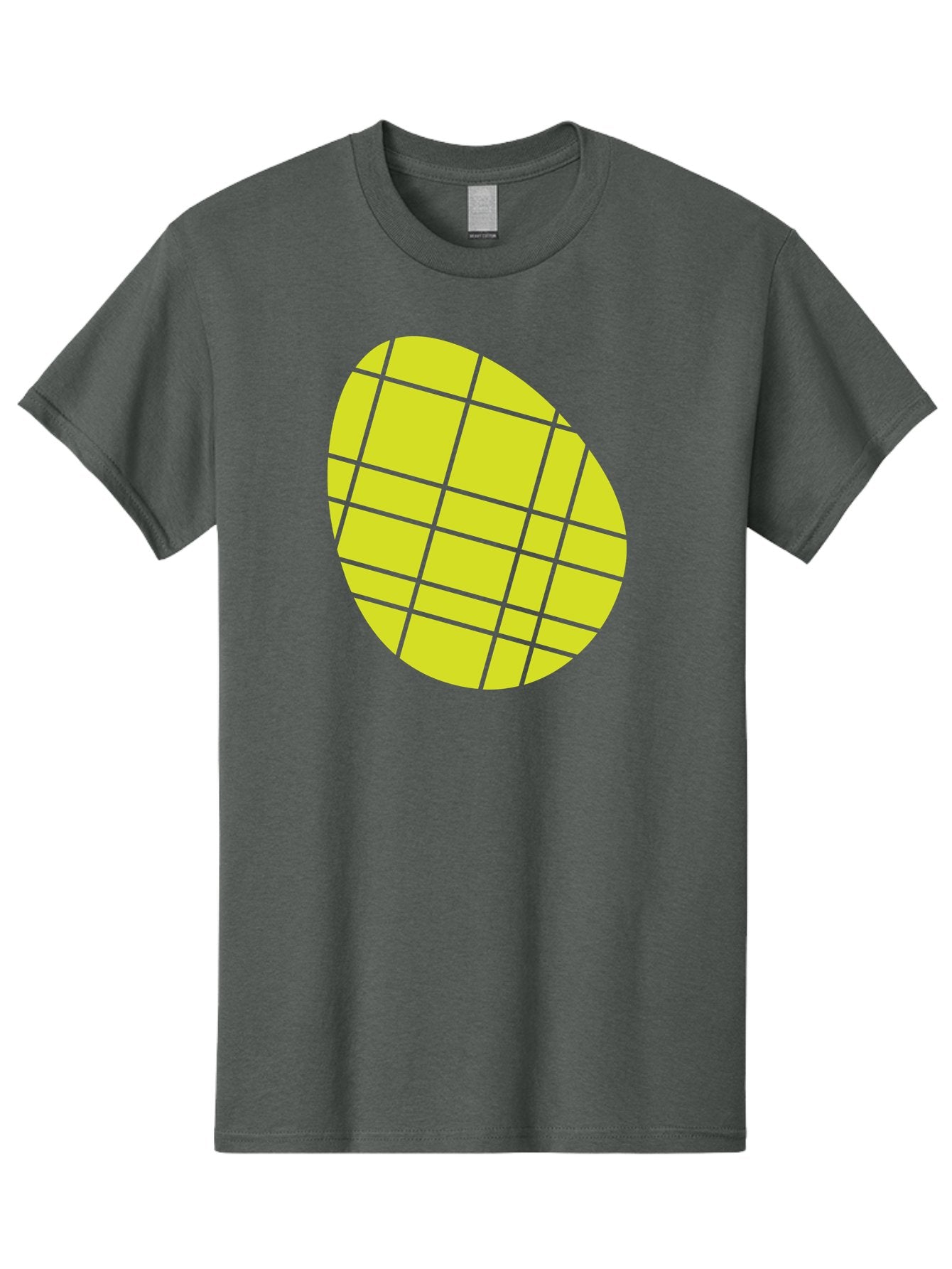 Yellow-Grid Men'S Graphic Tee, 100% Cotton, Comfortable Casual Summer Wear, Machine Washable, Yellow Circle, Grid Pattern, Geometric Shape, Modern Design, Abstract Art, Simple Graphics, Grid Lines, Vibrant Colors Aad326 3