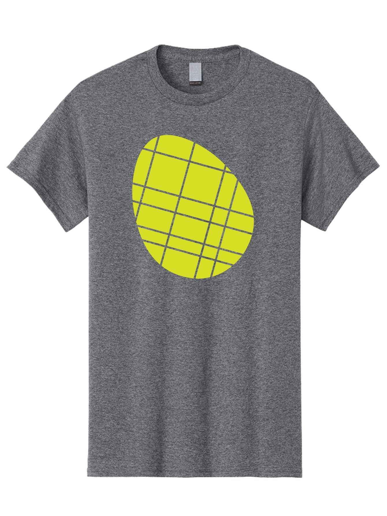 Yellow-Grid Men'S Graphic Tee, 100% Cotton, Comfortable Casual Summer Wear, Machine Washable, Yellow Circle, Grid Pattern, Geometric Shape, Modern Design, Abstract Art, Simple Graphics, Grid Lines, Vibrant Colors Aad326 5