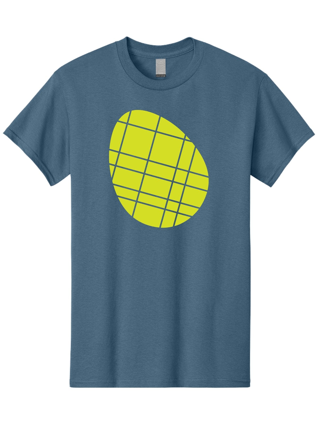 Yellow-Grid Men'S Graphic Tee, 100% Cotton, Comfortable Casual Summer Wear, Machine Washable, Yellow Circle, Grid Pattern, Geometric Shape, Modern Design, Abstract Art, Simple Graphics, Grid Lines, Vibrant Colors Aad326 10