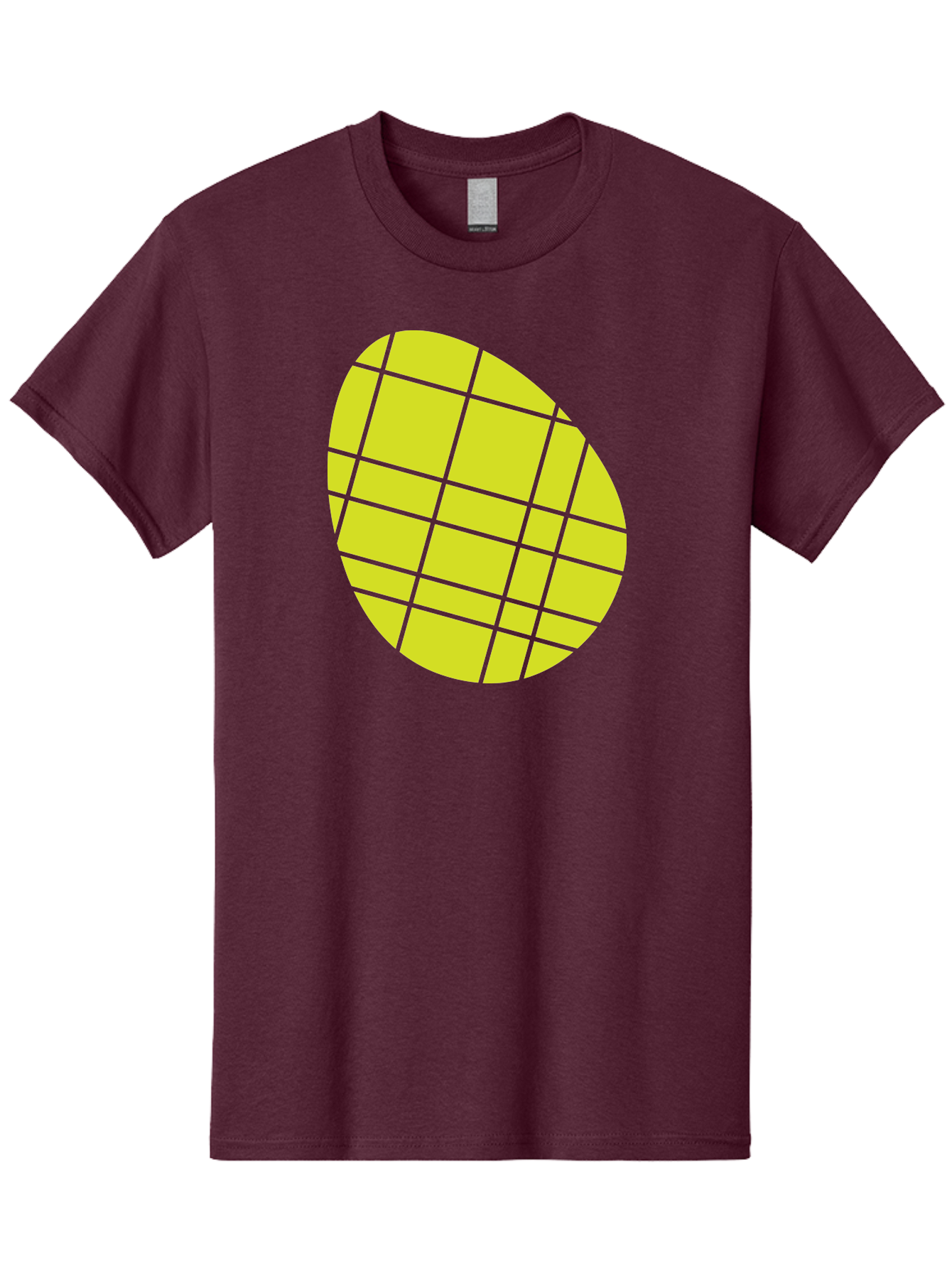 Yellow-Grid Men'S Graphic Tee, 100% Cotton, Comfortable Casual Summer Wear, Machine Washable, Yellow Circle, Grid Pattern, Geometric Shape, Modern Design, Abstract Art, Simple Graphics, Grid Lines, Vibrant Colors Aad326 3