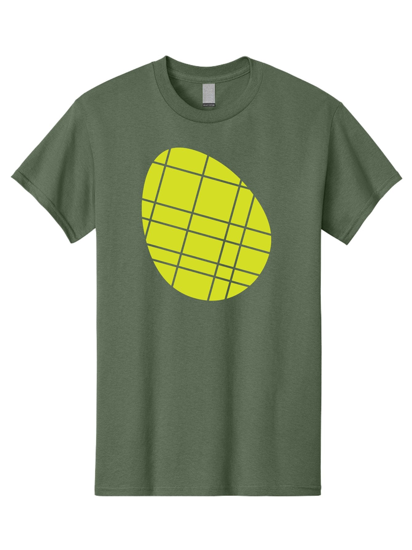 Yellow-Grid Men'S Graphic Tee, 100% Cotton, Comfortable Casual Summer Wear, Machine Washable, Yellow Circle, Grid Pattern, Geometric Shape, Modern Design, Abstract Art, Simple Graphics, Grid Lines, Vibrant Colors Aad326 4