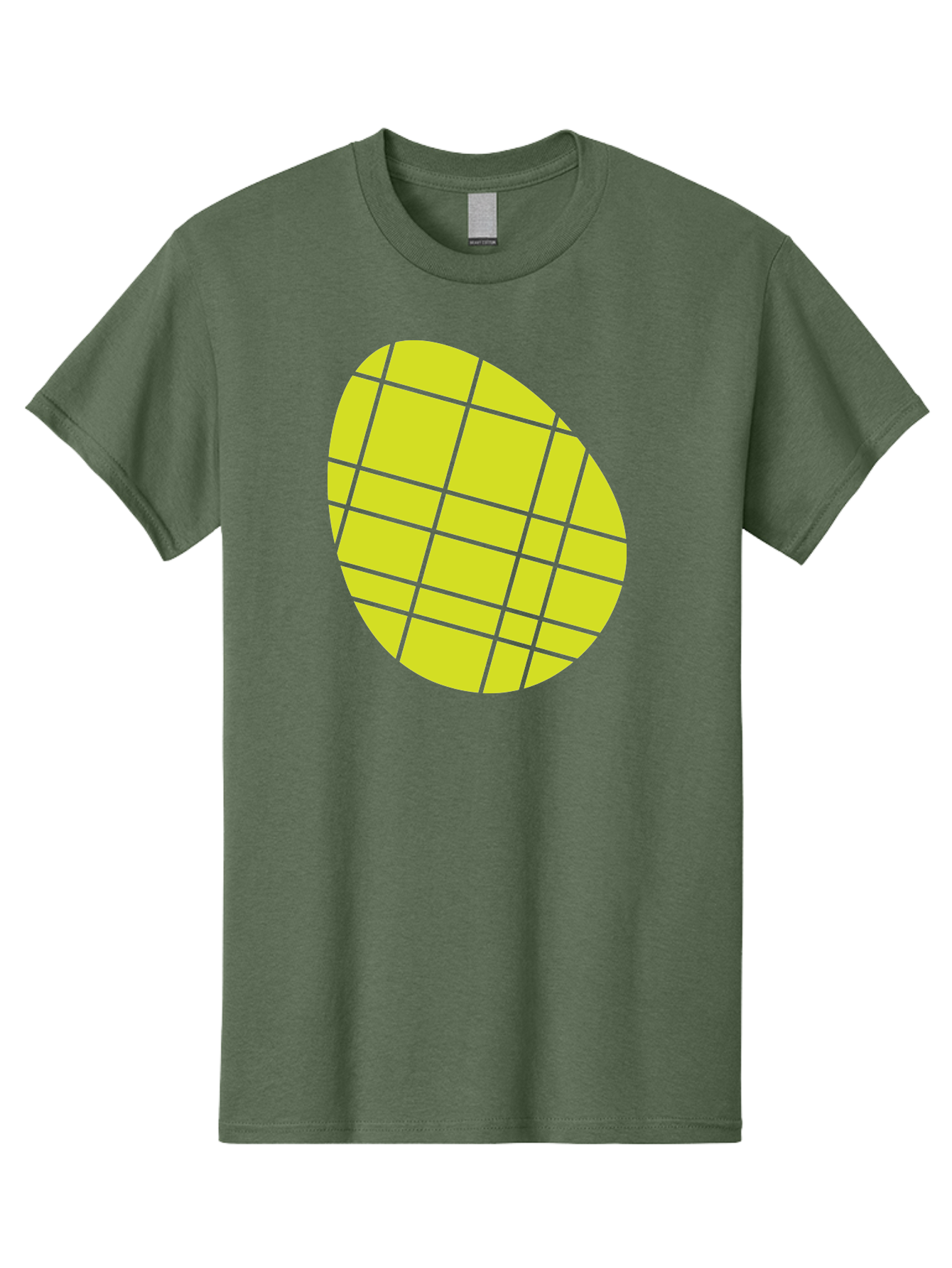 Yellow-Grid Men'S Graphic Tee, 100% Cotton, Comfortable Casual Summer Wear, Machine Washable, Yellow Circle, Grid Pattern, Geometric Shape, Modern Design, Abstract Art, Simple Graphics, Grid Lines, Vibrant Colors Aad326 23