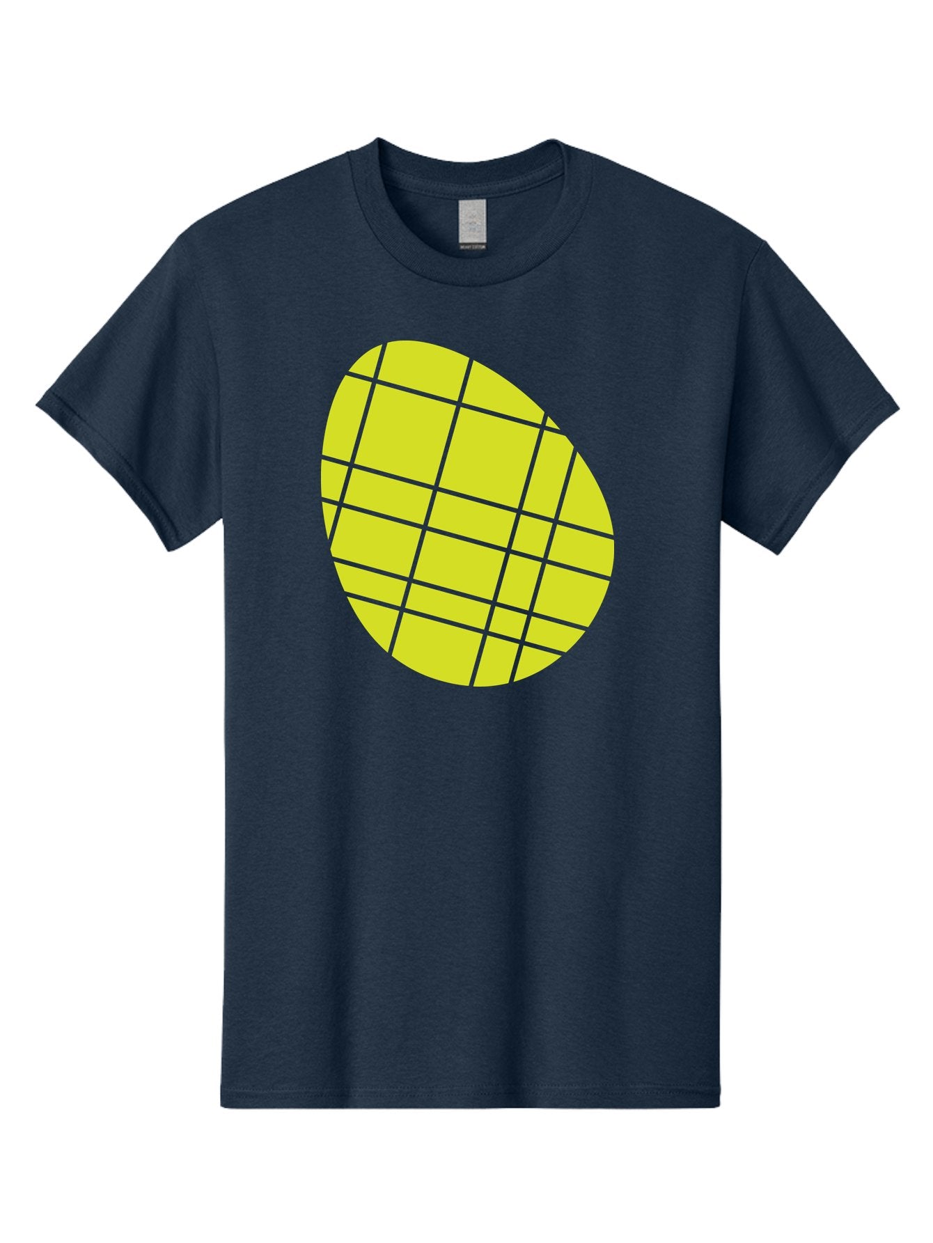 Yellow-Grid Men'S Graphic Tee, 100% Cotton, Comfortable Casual Summer Wear, Machine Washable, Yellow Circle, Grid Pattern, Geometric Shape, Modern Design, Abstract Art, Simple Graphics, Grid Lines, Vibrant Colors Aad326 6