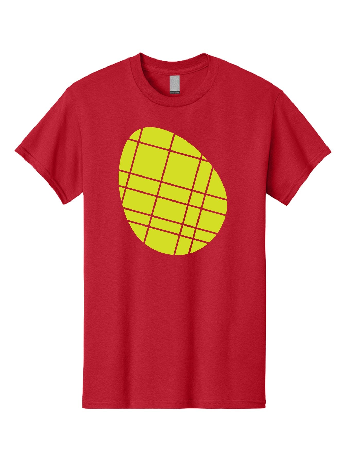 Yellow-Grid Men'S Graphic Tee, 100% Cotton, Comfortable Casual Summer Wear, Machine Washable, Yellow Circle, Grid Pattern, Geometric Shape, Modern Design, Abstract Art, Simple Graphics, Grid Lines, Vibrant Colors Aad326 9