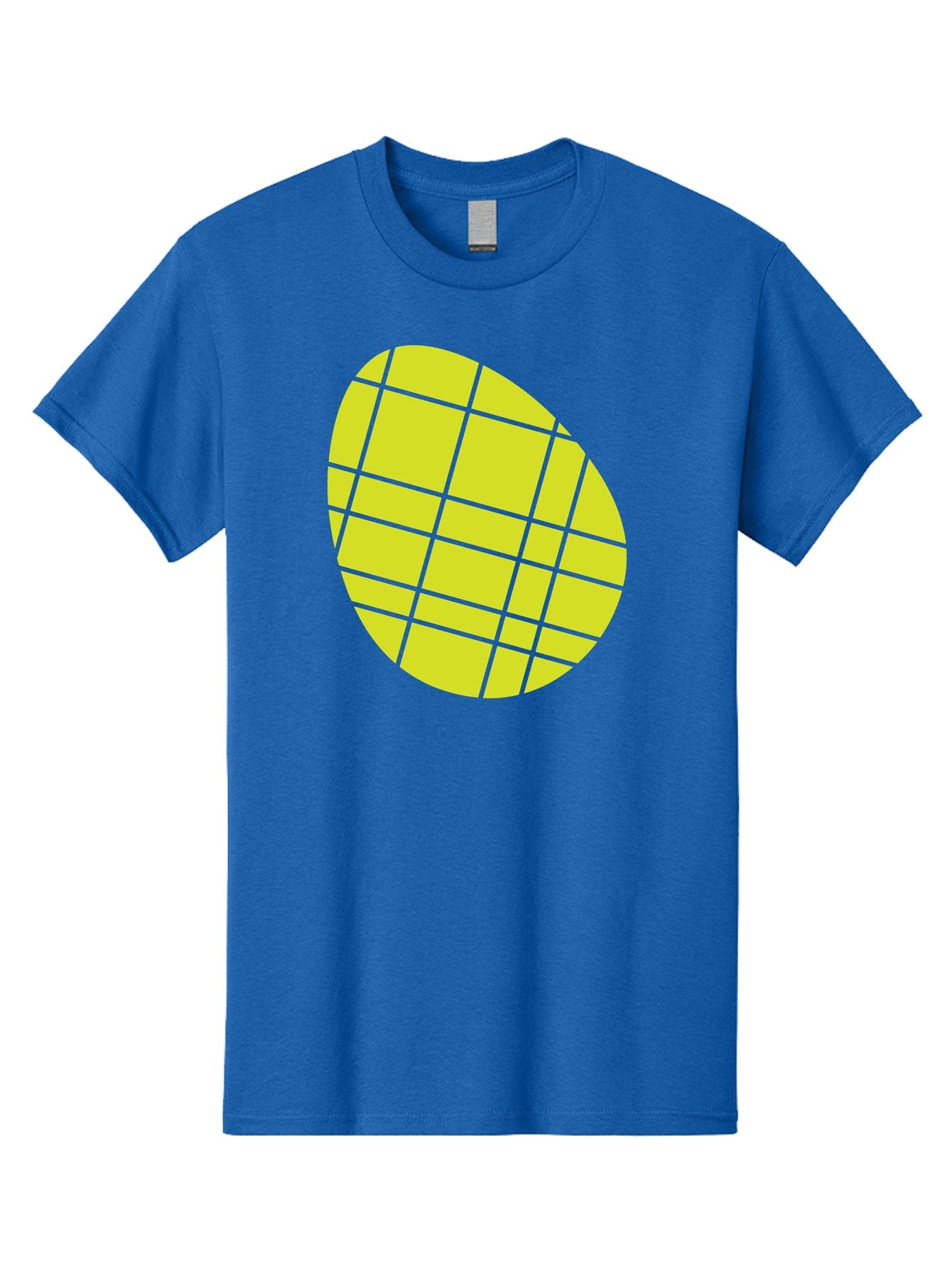 Yellow-Grid Men'S Graphic Tee, 100% Cotton, Comfortable Casual Summer Wear, Machine Washable, Yellow Circle, Grid Pattern, Geometric Shape, Modern Design, Abstract Art, Simple Graphics, Grid Lines, Vibrant Colors Aad326 7