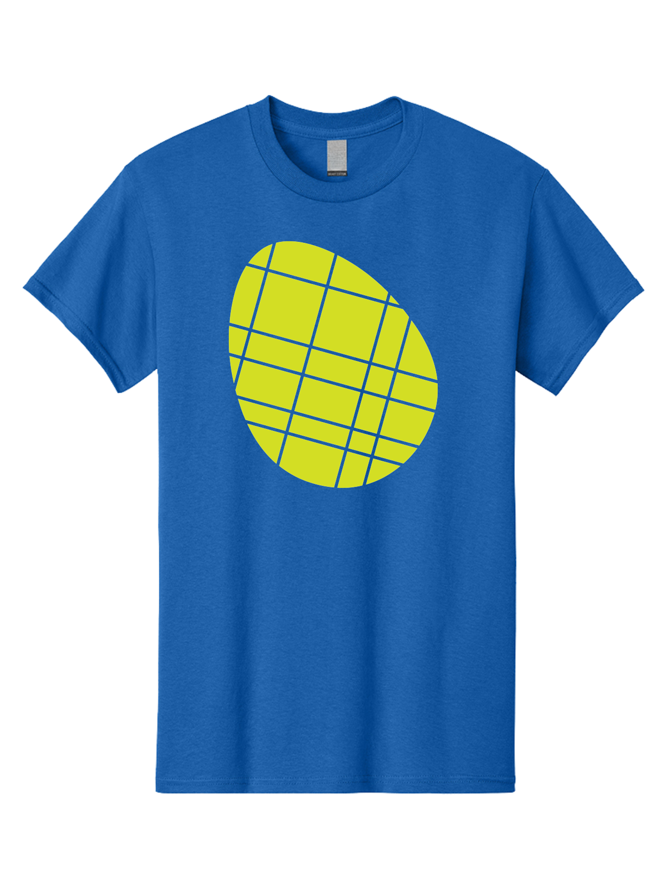 Yellow-Grid Men'S Graphic Tee, 100% Cotton, Comfortable Casual Summer Wear, Machine Washable, Yellow Circle, Grid Pattern, Geometric Shape, Modern Design, Abstract Art, Simple Graphics, Grid Lines, Vibrant Colors Aad326 25