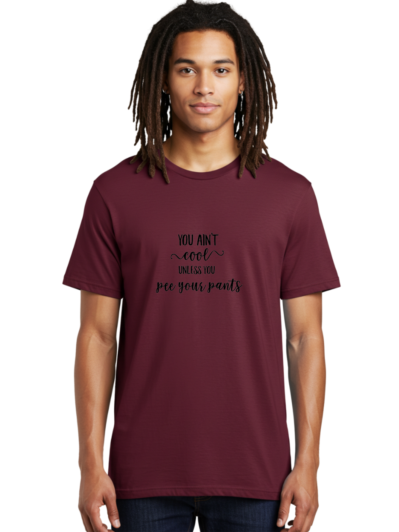 You-Ain-T-Cool-Unless-You-Pee-Your-Pants Men'S Graphic Tee, 100% Cotton, Comfortable Casual Summer Wear, Machine Washable, Funny Quote, Humor Graphic, Quirky Saying, Sarcastic Humor, Amusing Artwork, Bold Text, Playful Phrase Aad328