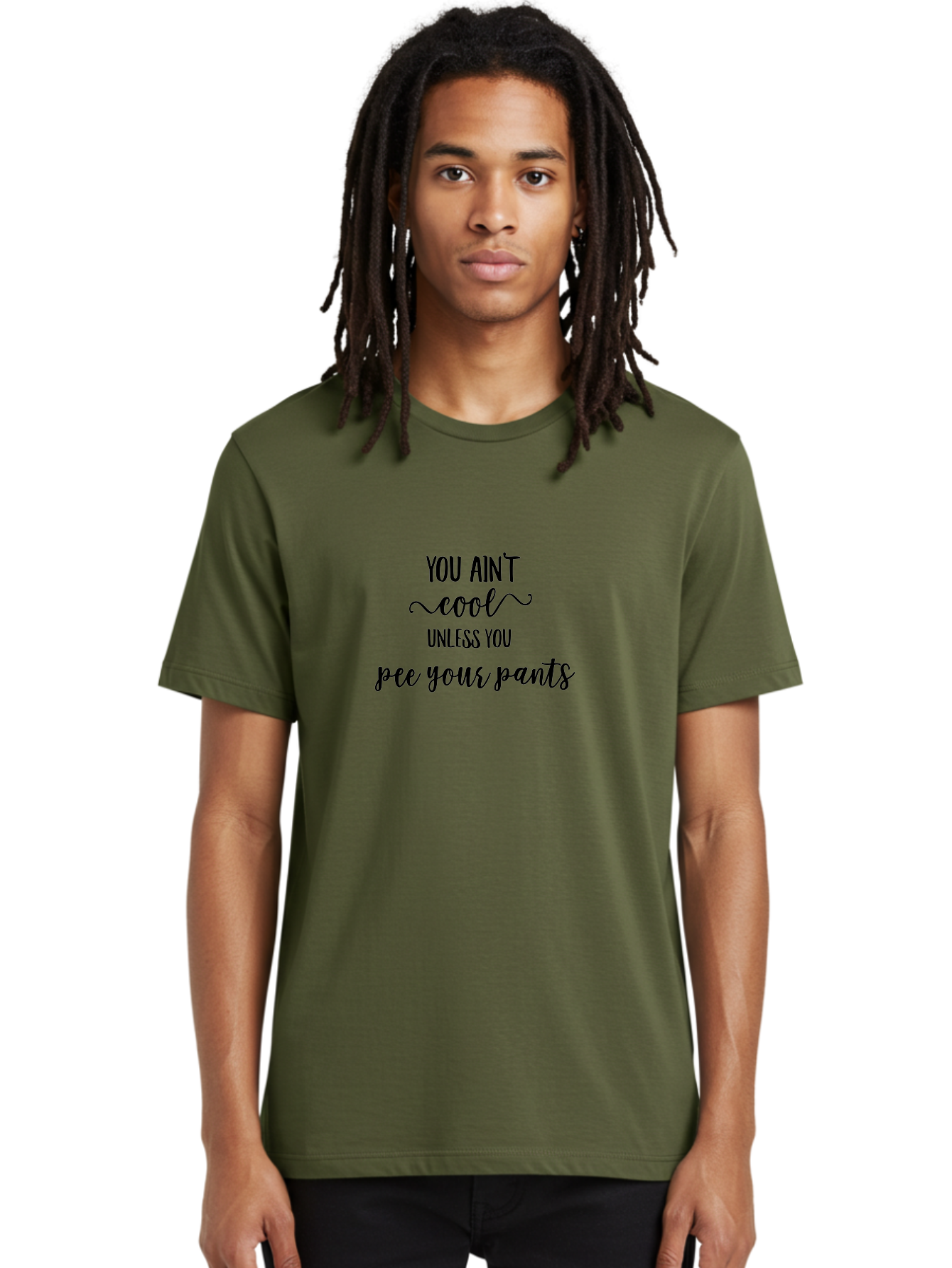 You-Ain-T-Cool-Unless-You-Pee-Your-Pants Men'S Graphic Tee, 100% Cotton, Comfortable Casual Summer Wear, Machine Washable, Funny Quote, Humor Graphic, Quirky Saying, Sarcastic Humor, Amusing Artwork, Bold Text, Playful Phrase Aad328 4