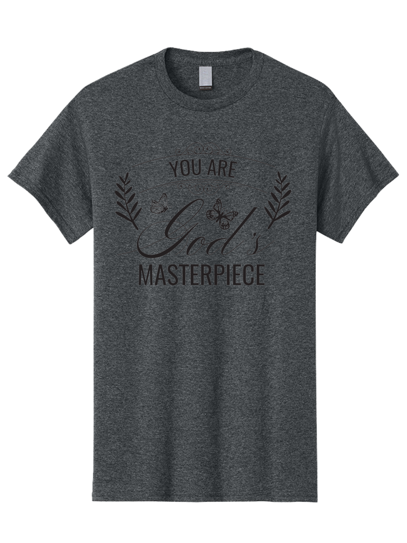 You-Are-God-S-Masterpiece Men'S Graphic Tee, 100% Cotton, Comfortable Casual Summer Wear, Machine Washable, Inspirational Quote, Motivational Words, Butterflies, Leaves, Floral Design, Elegant Typography, Faith-Based Message, Aad330 25