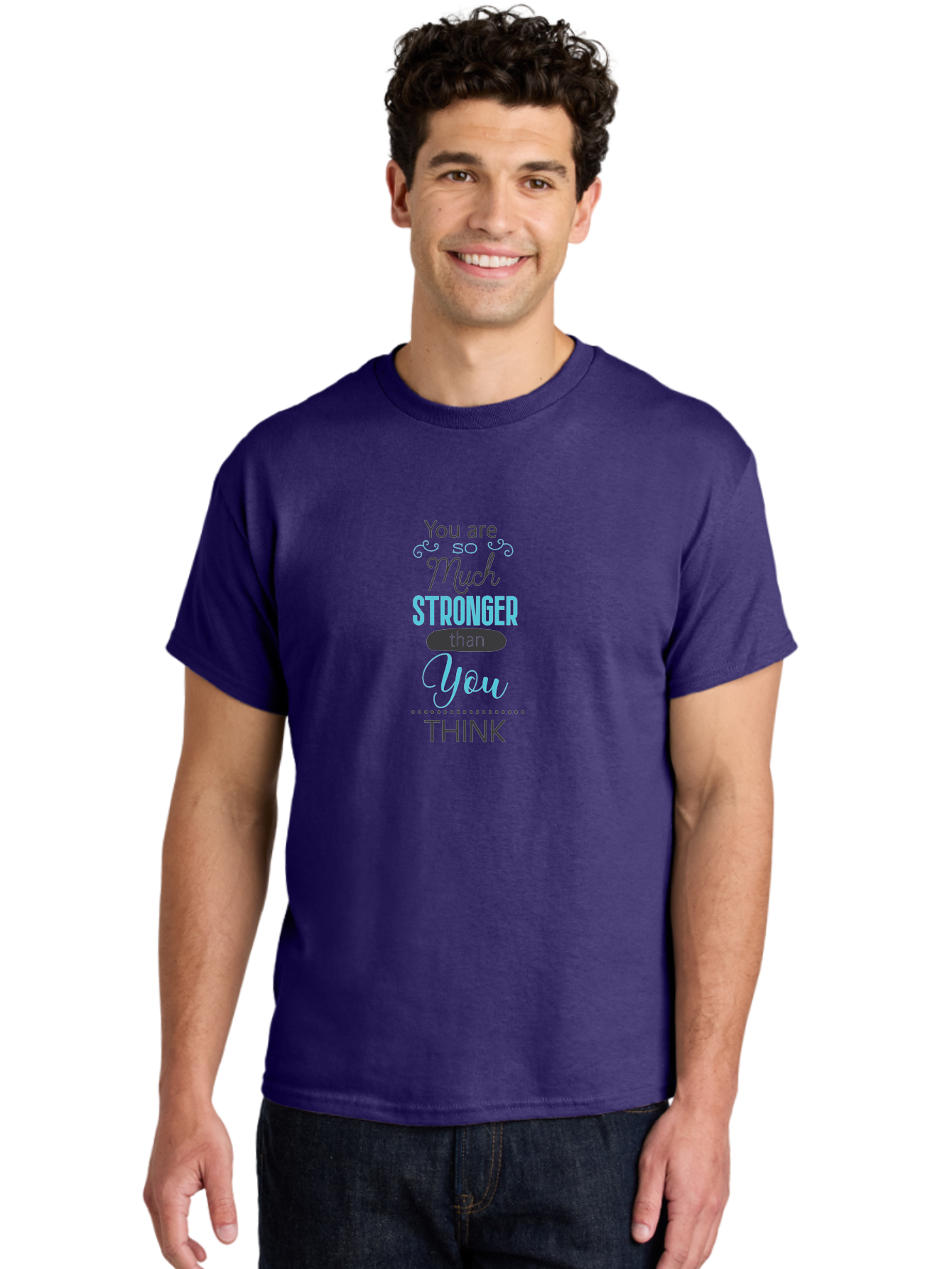 You-Are-Much-Stronger-Than-You-Think Men'S Graphic Tee, 100% Cotton, Comfortable Casual Summer Wear, Machine Washable, Motivational Quote, Inspirational Message, Empowerment, Confidence Booster, Positive Affirmation, Inner Strength Aad331 24
