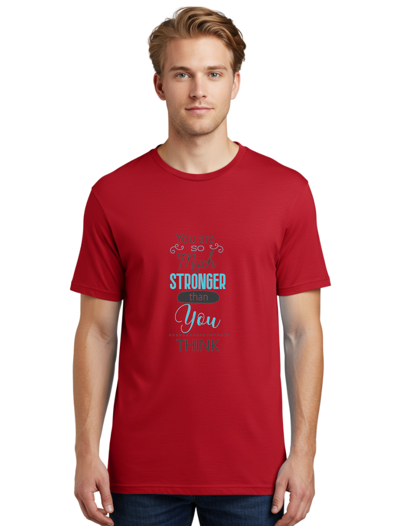 You-Are-Much-Stronger-Than-You-Think Men'S Graphic Tee, 100% Cotton, Comfortable Casual Summer Wear, Machine Washable, Motivational Quote, Inspirational Message, Empowerment, Confidence Booster, Positive Affirmation, Inner Strength Aad331 16