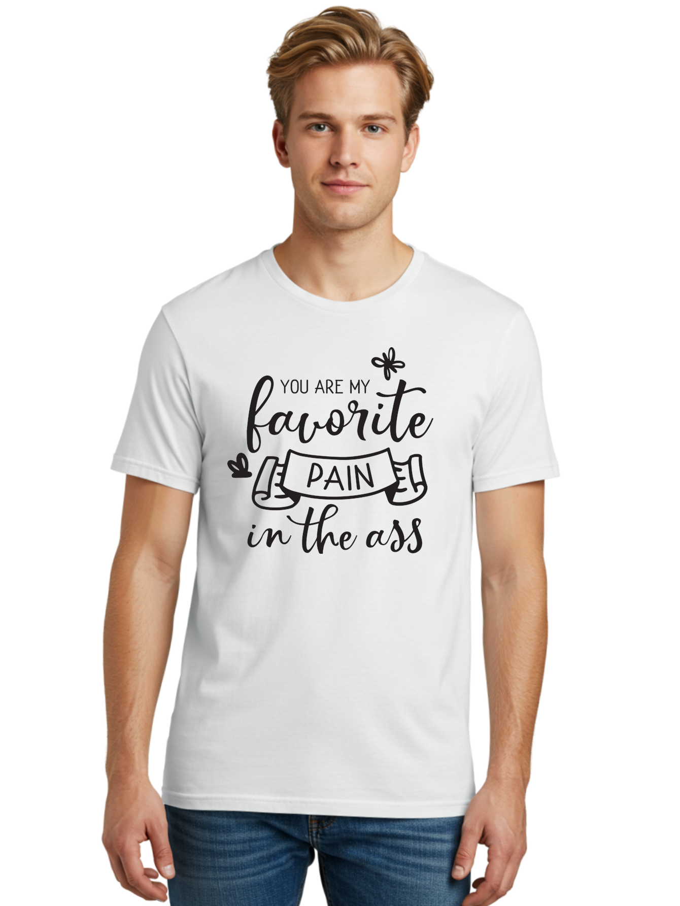 You-Are-My-Favorite-Pain-In-The-Ass Men'S Graphic Tee, 100% Cotton, Comfortable Casual Summer Wear, Machine Washable, Sarcastic Quotes, Funny Sayings, Quirky Humor, Playful Banter, Cheeky Phrases, Witty Remarks, Sassy Expressions, Aad332 6
