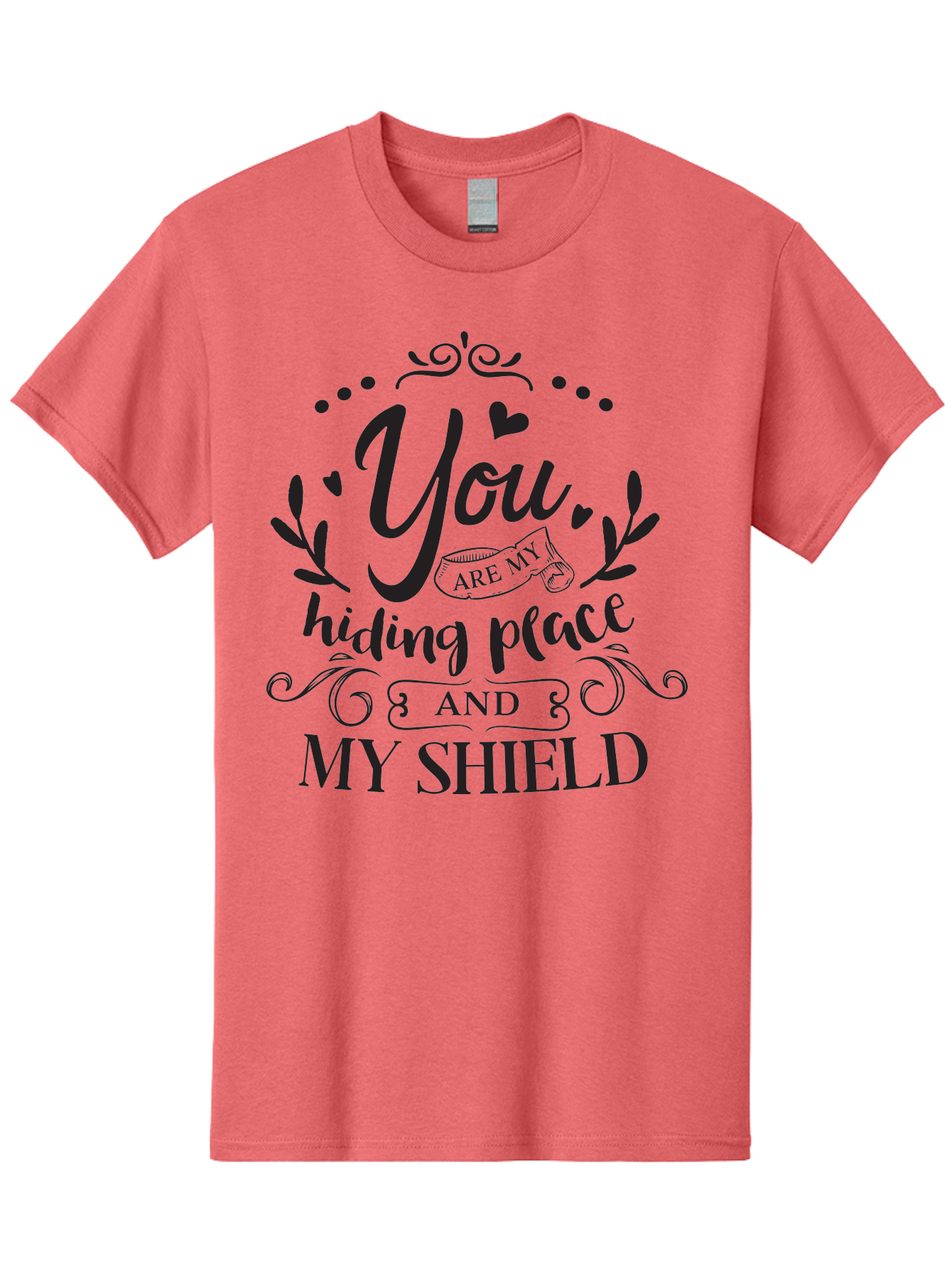 You-Are-My-Hiding-Place Men'S Graphic Tee, 100% Cotton, Comfortable Casual Summer Wear, Machine Washable, Inspirational Quote, Motivational Words, Love Message, Heartwarming Phrase, Decorative Typography, You Are My Hiding Place And My Shield, Aad333 23