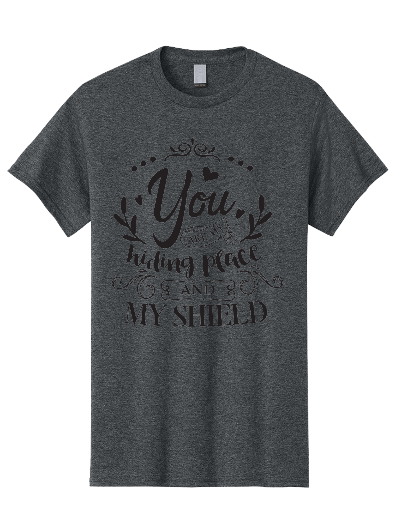 You-Are-My-Hiding-Place Men'S Graphic Tee, 100% Cotton, Comfortable Casual Summer Wear, Machine Washable, Inspirational Quote, Motivational Words, Love Message, Heartwarming Phrase, Decorative Typography, You Are My Hiding Place And My Shield, Aad333 25