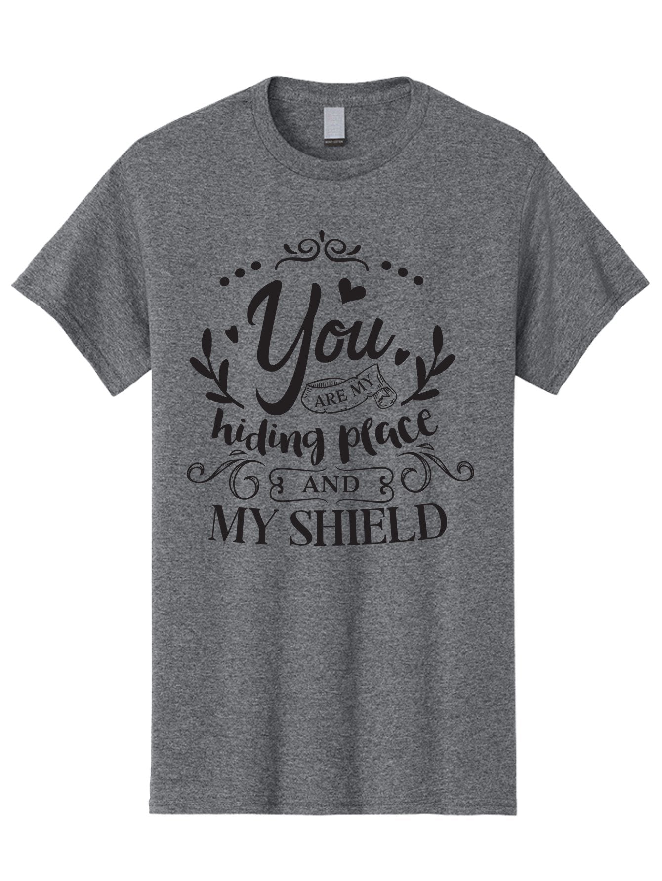 You-Are-My-Hiding-Place Men'S Graphic Tee, 100% Cotton, Comfortable Casual Summer Wear, Machine Washable, Inspirational Quote, Motivational Words, Love Message, Heartwarming Phrase, Decorative Typography, You Are My Hiding Place And My Shield, Aad333 3