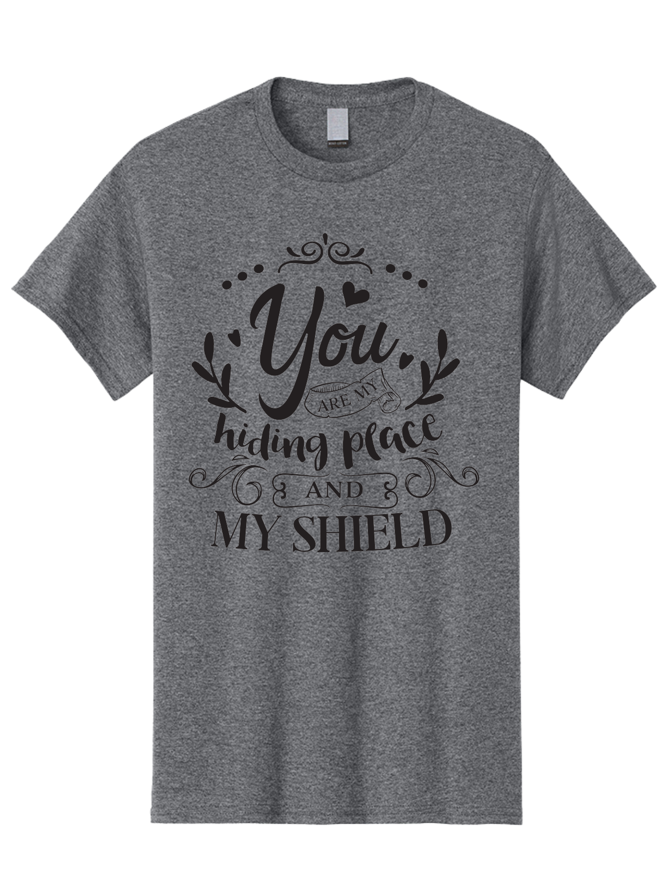 You-Are-My-Hiding-Place Men'S Graphic Tee, 100% Cotton, Comfortable Casual Summer Wear, Machine Washable, Inspirational Quote, Motivational Words, Love Message, Heartwarming Phrase, Decorative Typography, You Are My Hiding Place And My Shield, Aad333 17