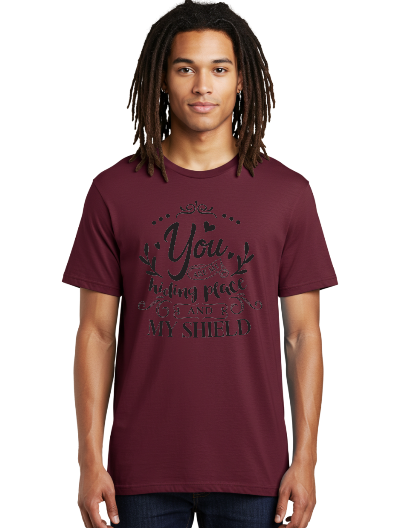 You-Are-My-Hiding-Place Men'S Graphic Tee, 100% Cotton, Comfortable Casual Summer Wear, Machine Washable, Inspirational Quote, Motivational Words, Love Message, Heartwarming Phrase, Decorative Typography, You Are My Hiding Place And My Shield, Aad333 28