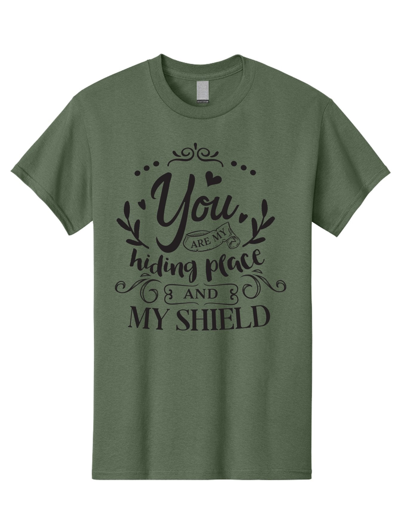 You-Are-My-Hiding-Place Men'S Graphic Tee, 100% Cotton, Comfortable Casual Summer Wear, Machine Washable, Inspirational Quote, Motivational Words, Love Message, Heartwarming Phrase, Decorative Typography, You Are My Hiding Place And My Shield, Aad333